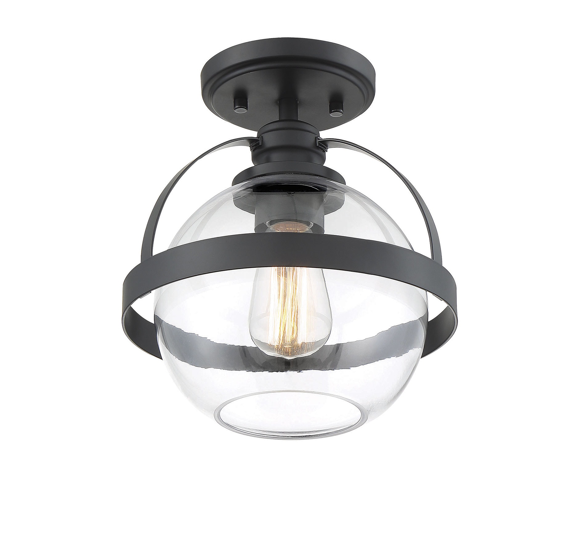 1-Light Matte Black Semi-Flush mount light at Lowes.com