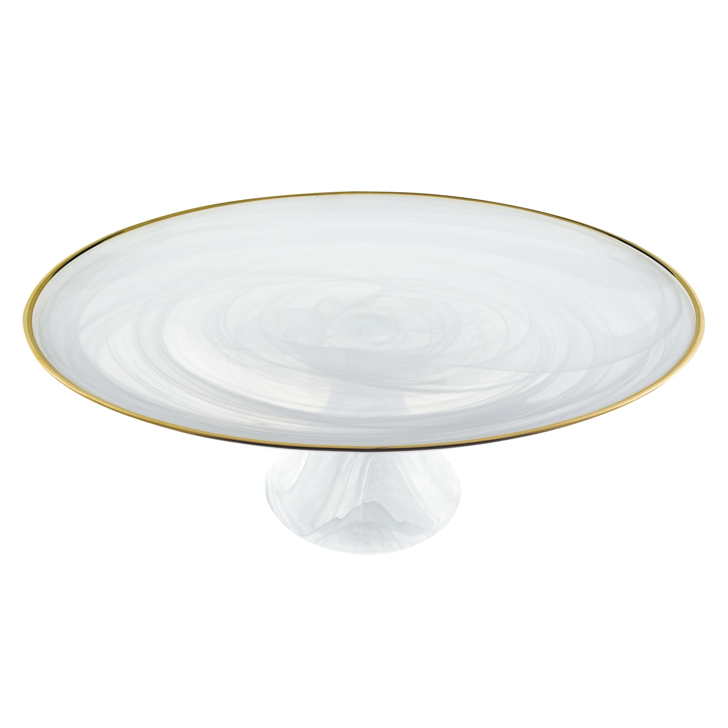 5-in x 13-in White Gold Round Serving Tray Stand | - HomeRoots 4000376163