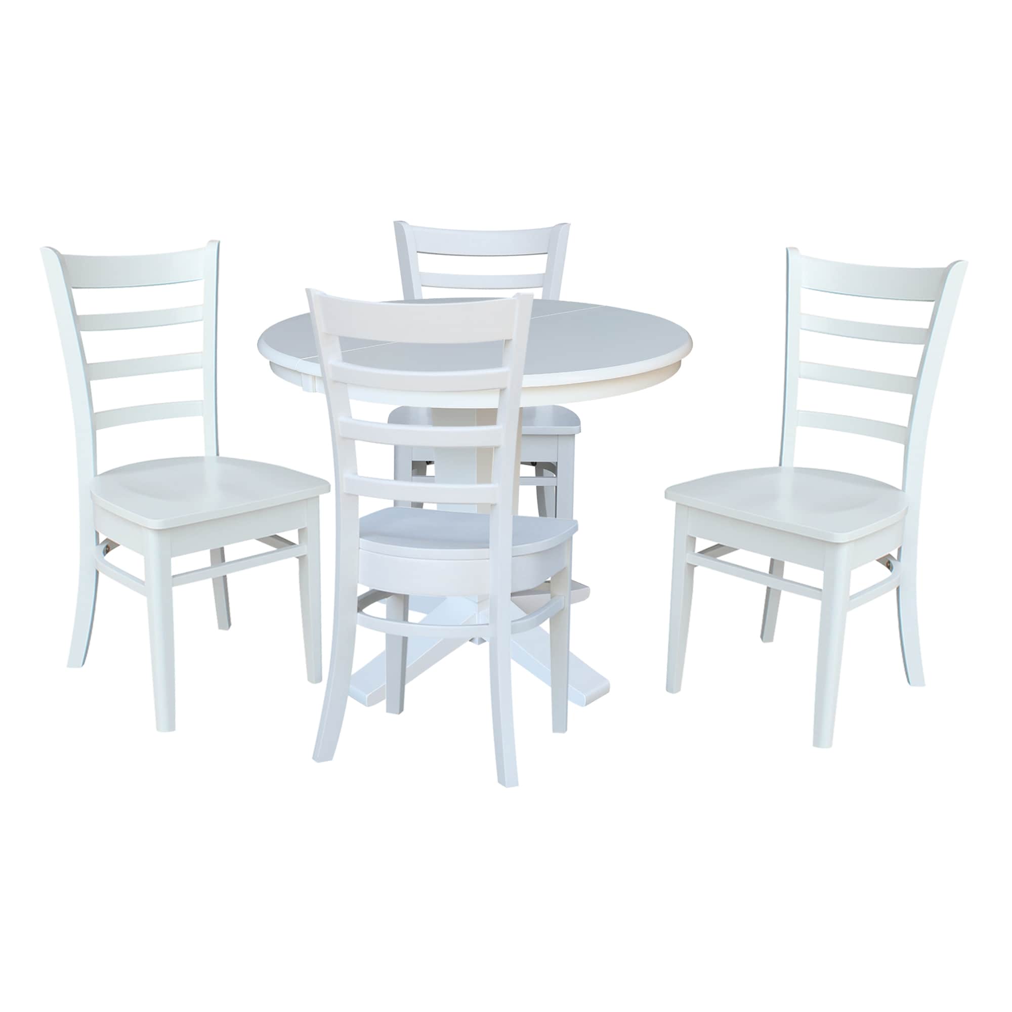 International Concepts K08-36RXT-23B-C617-4 White Traditional Dining Room Set with Round Table ( Seats 4 )