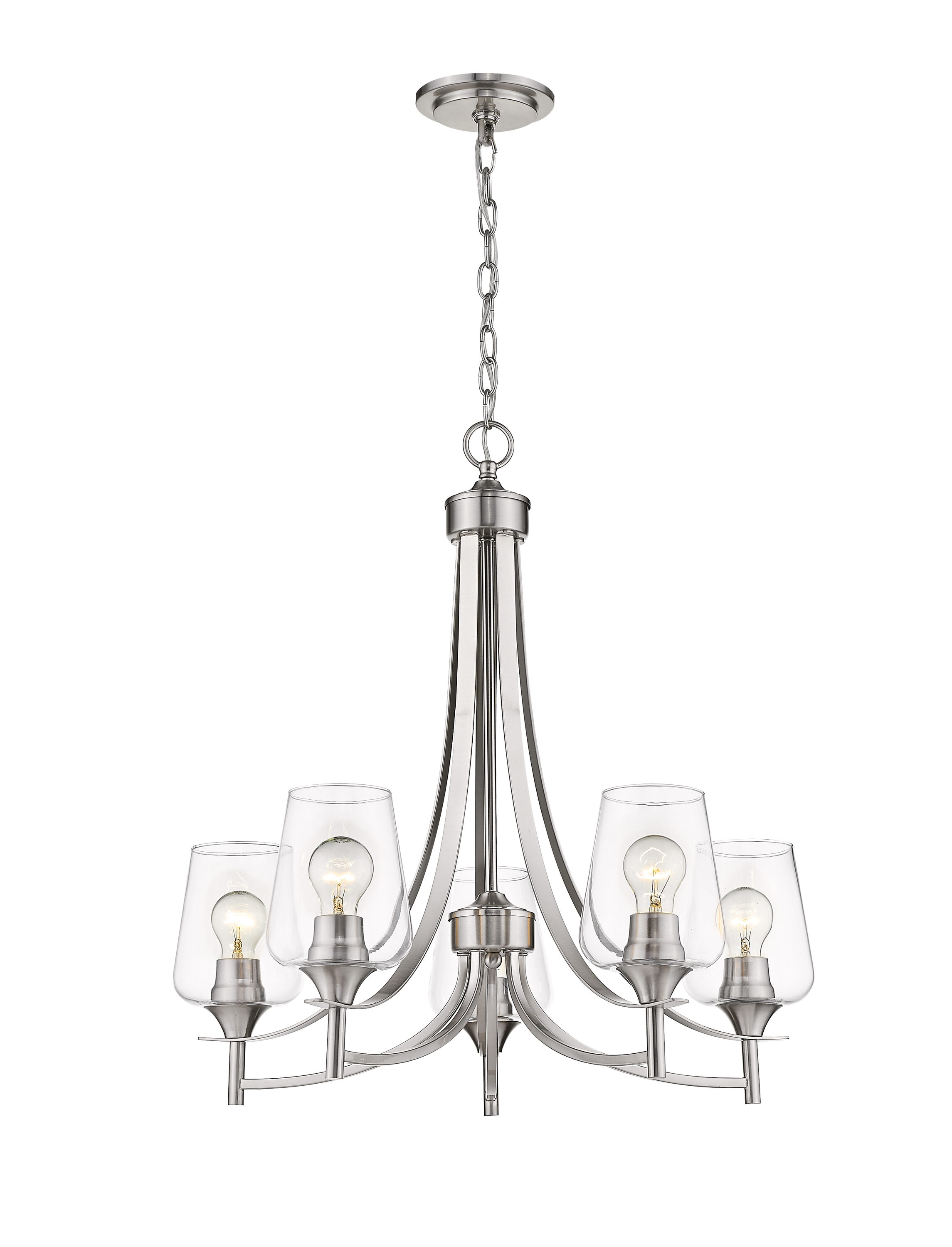 Joliet 5-Light Brushed Nickel Glass Shade Chandelier