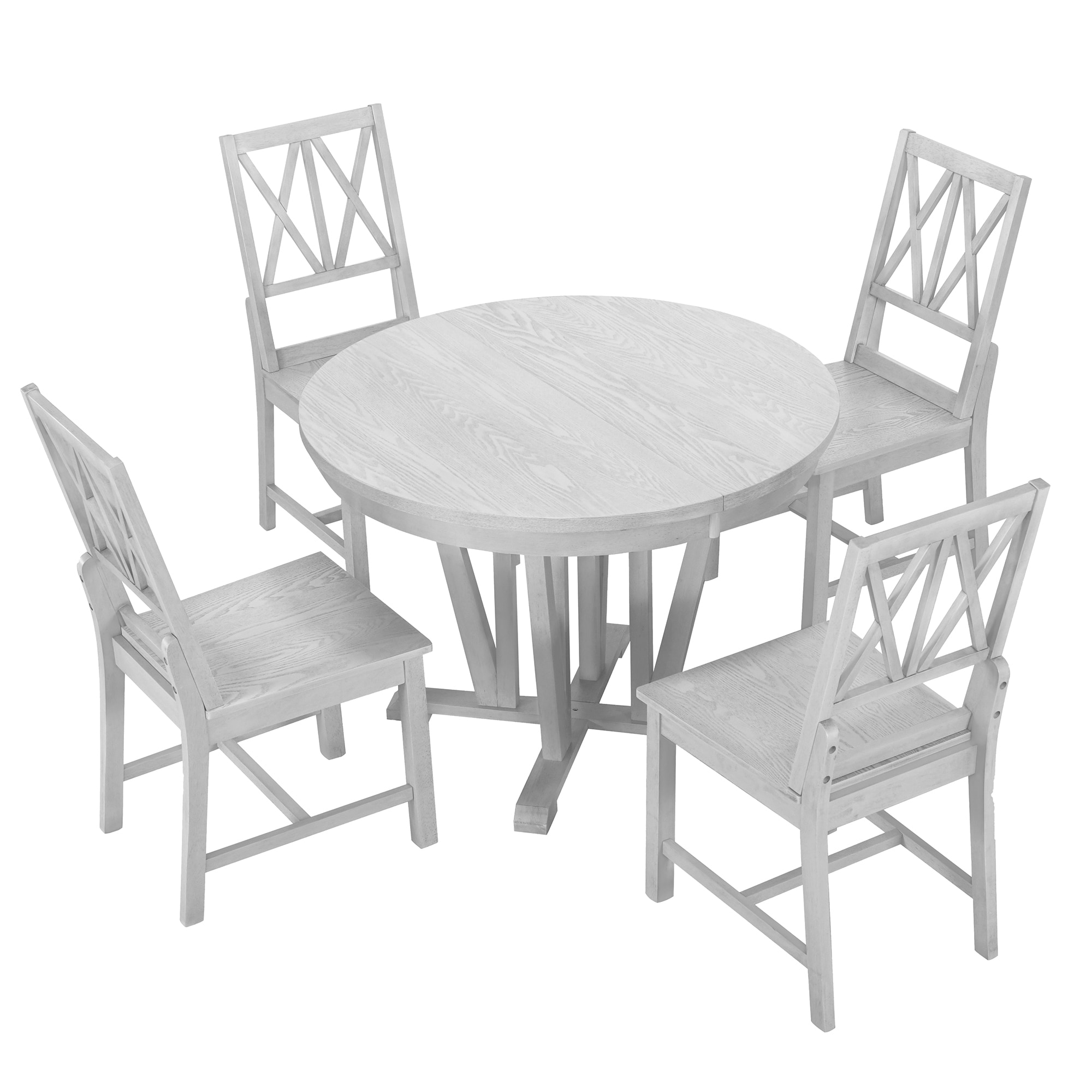 SINOFURN SYA010571GY Gray Rustic Dining Room Set with Round Table ( Seats 4 )
