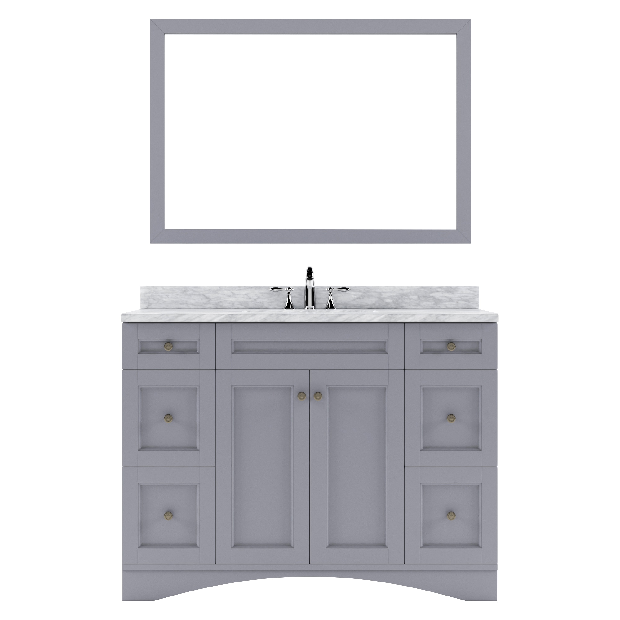 Elise 48-in Gray Undermount Single Sink Bathroom Vanity with Italian Carrara White Marble Top (Mirror Included) | - Virtu USA ES-32048-WMSQ-GR
