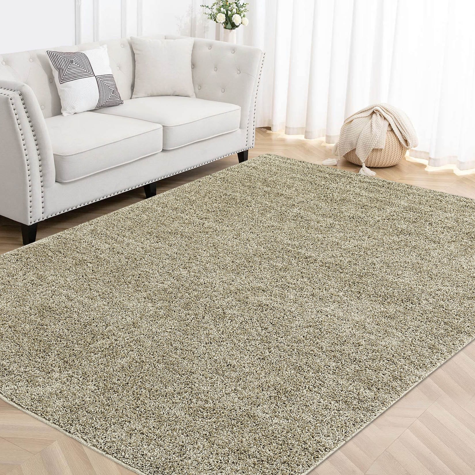 Garvee YXY-LO-PHO-0RQYAOJL 8 x 10 (ft) Loomed Polyester Taupe Rectangular Indoor Solid Mid-Century Modern Machine washable Area rug