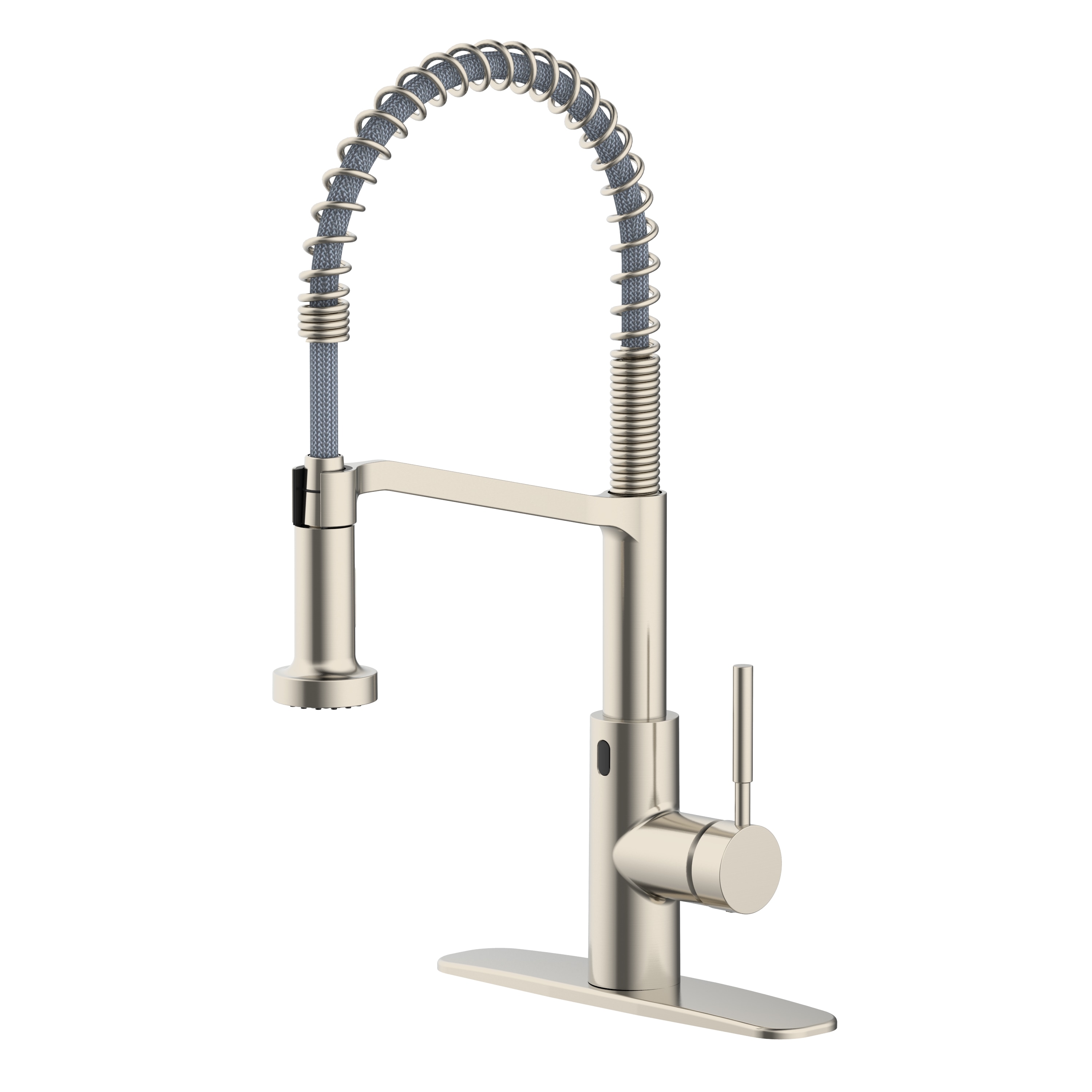 Project Source E1210002NP Stainless Steel Single Handle Deck-mount Touchless Pre-rinse Kitchen Faucet with Sprayer ( Deck Plate Included )