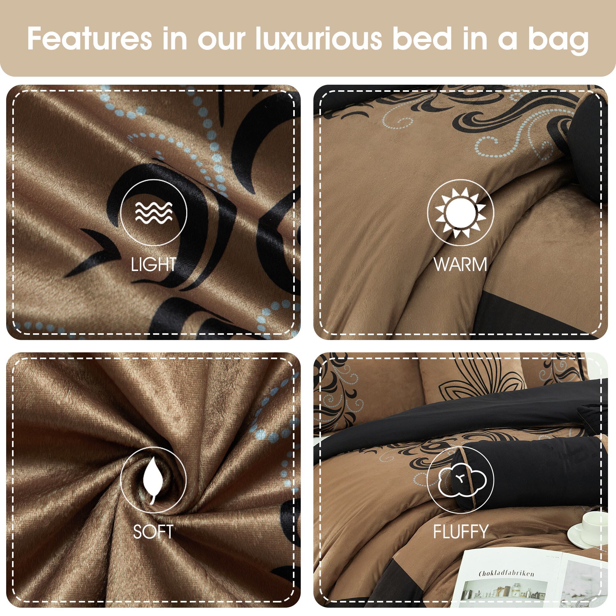 Nanshing 7 Piece Brown Queen Comforter Set Helda7 Q At