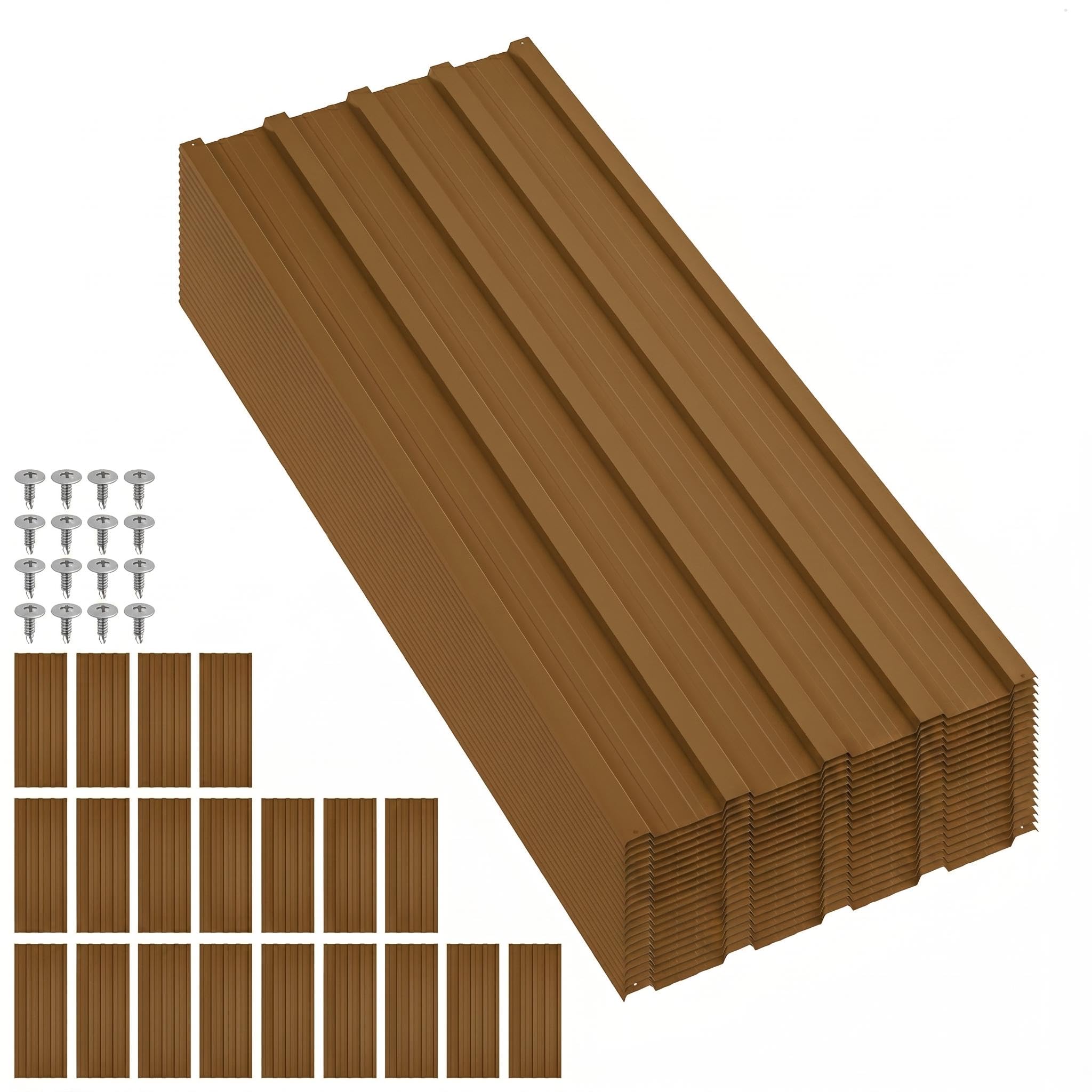 DEXSO Galvanized Steel Roofing Panels Brown 20 Pack