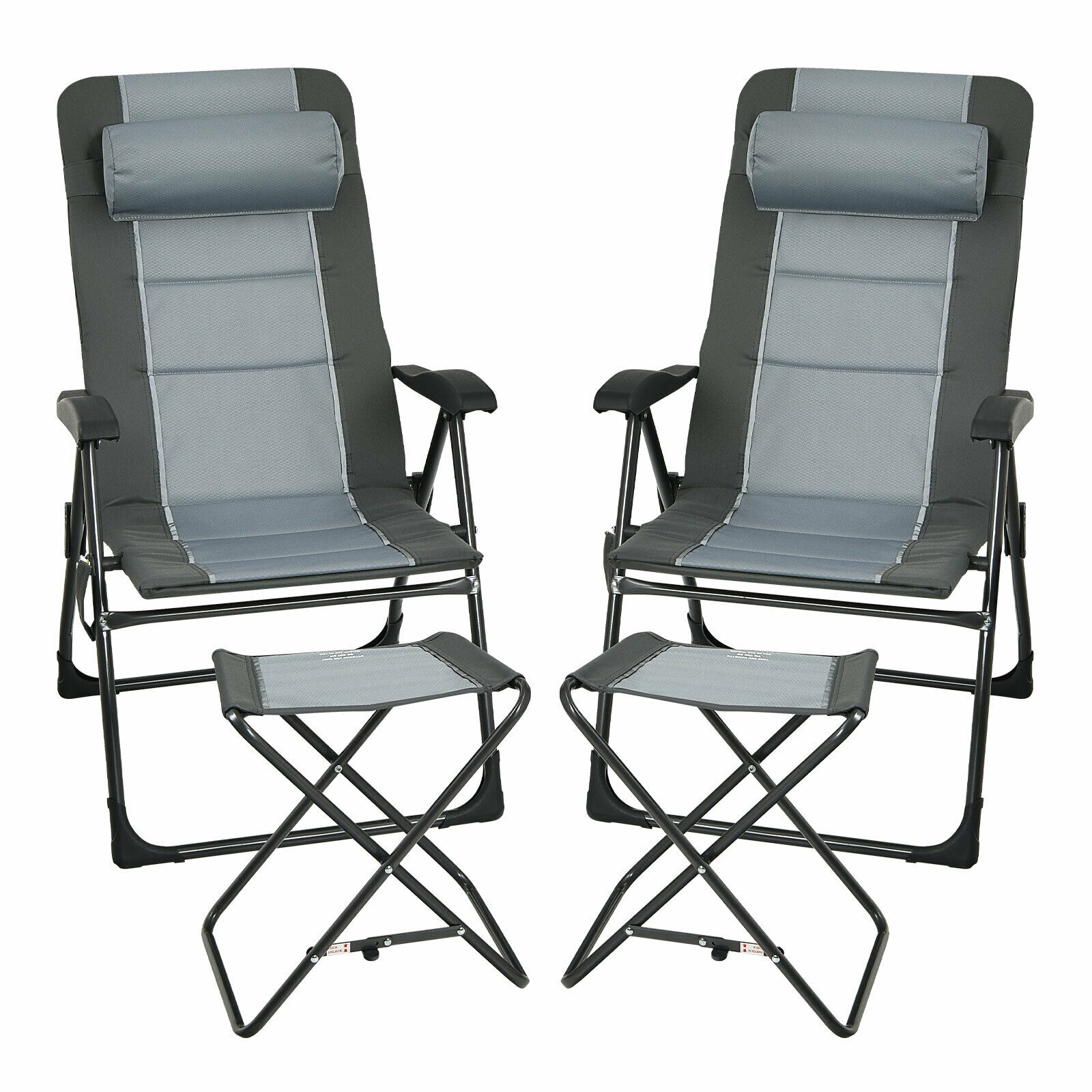 LIVIZA TDJ10018GR-2 Gray Folding Camping chair Adjustable and