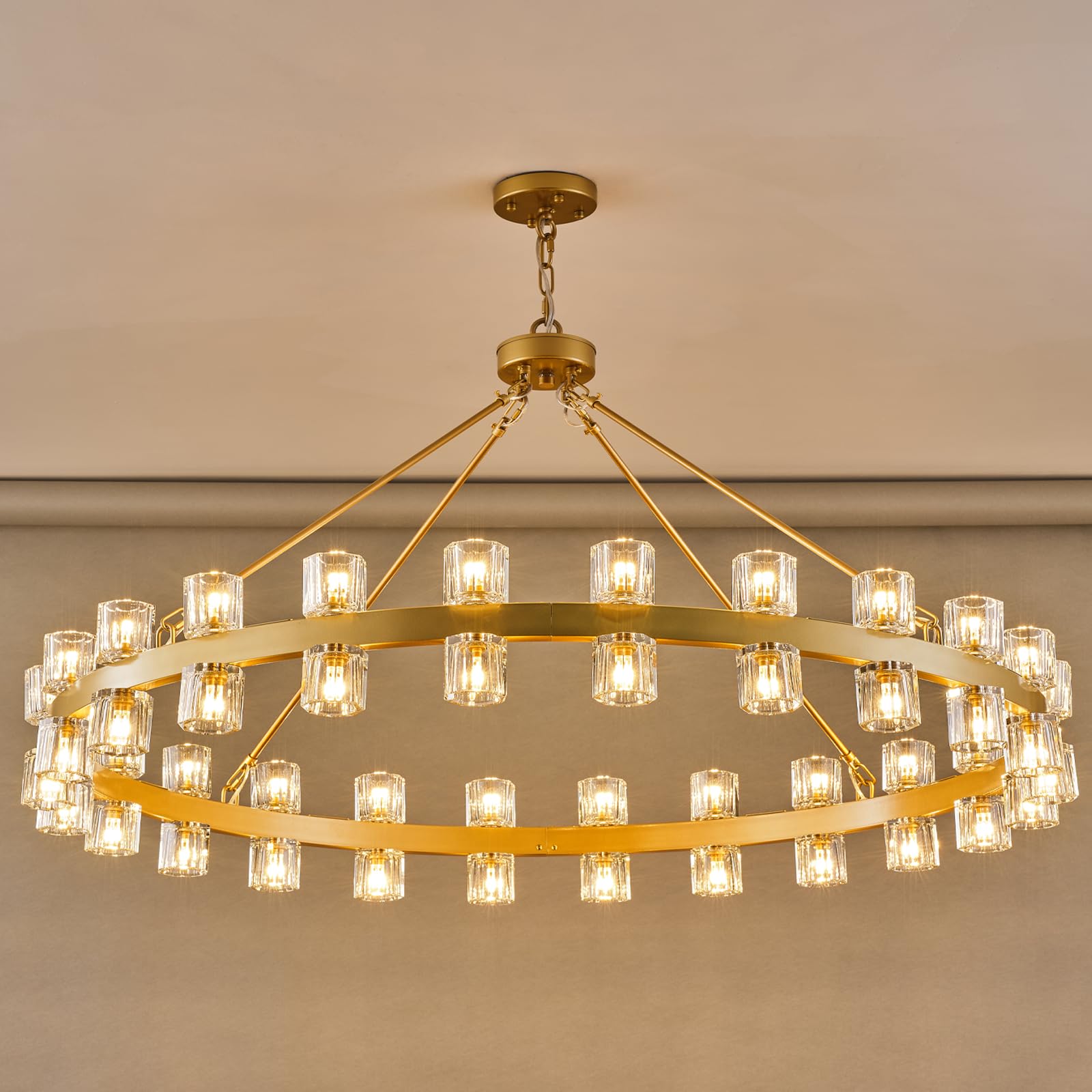 Gleam Flare Wagon Wheel Chandelier With Crystal Shade