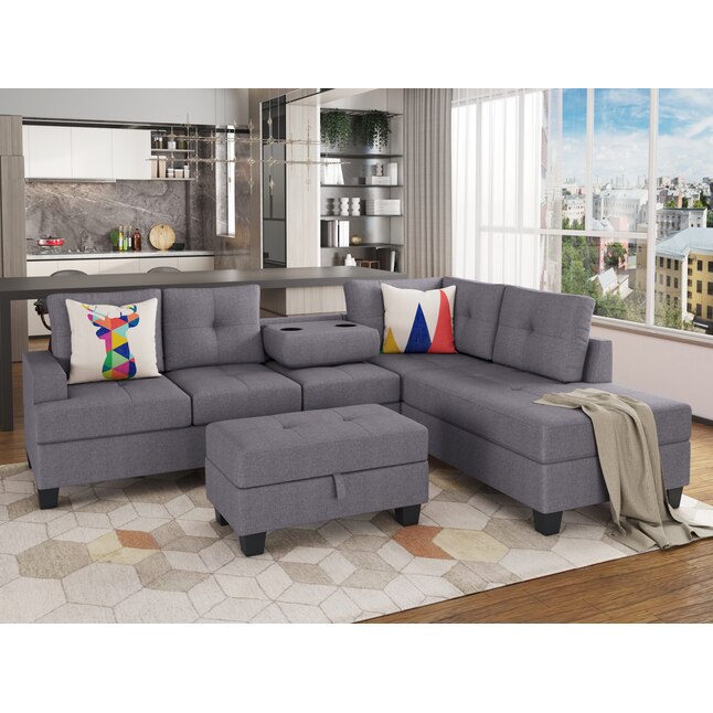 Casainc Modern Grey Sofa In The Couches, Skyla 3 Seater Leather Sofa With Chaise