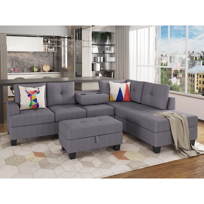 Casainc Modern Grey Sofa In The Couches, Skyla 3 Seater Leather Sofa With Chaise Longue