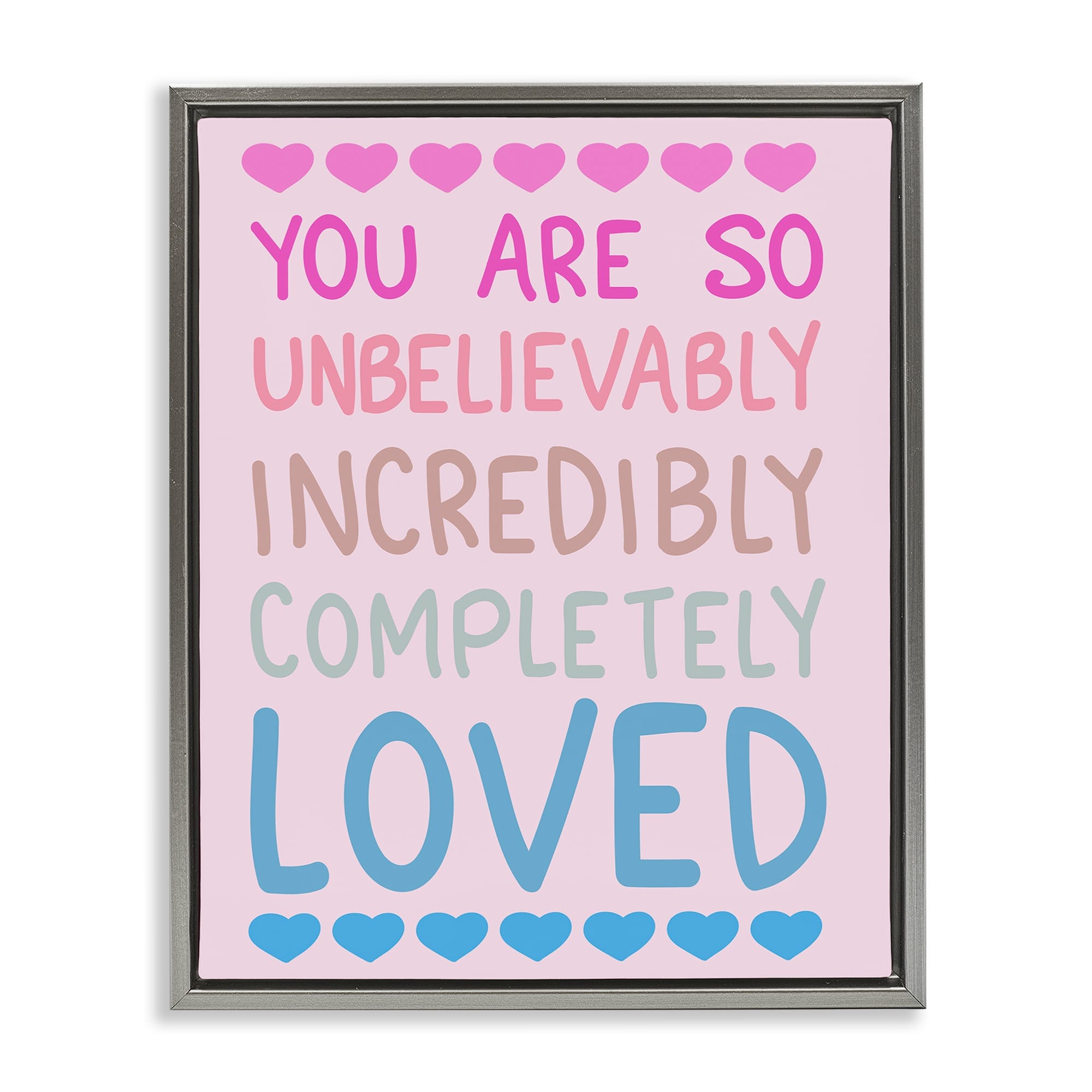 Stupell Industries BS-417-FFL-24X30 Incredibly Loved with Hearts Gray Framed Floater Canvas Wall Art By Sweet Melody Designs 25 x 31