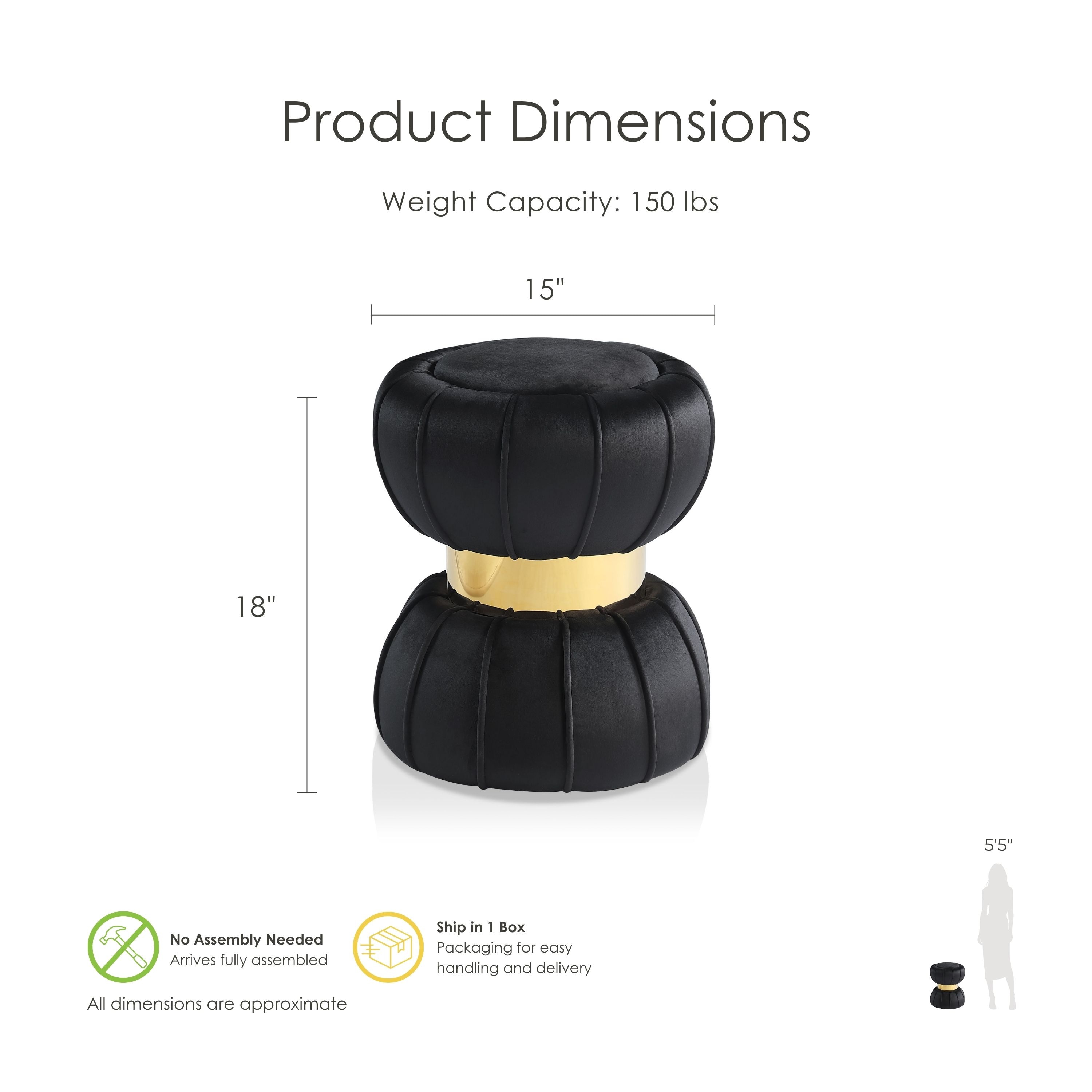 Furniture of America IDF-AC8008BK Indoor-Ottomans - View #3