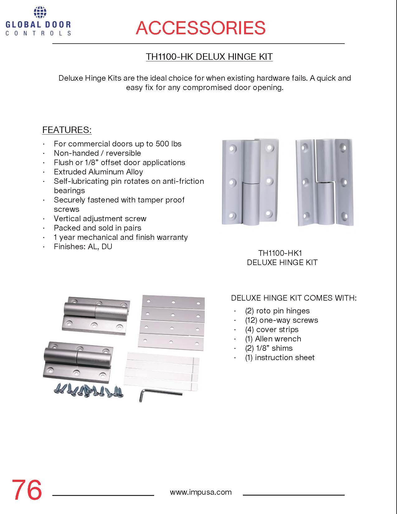 Global Door Controls TH1100-HK1-DU Entry-Door-Hinges - View #2