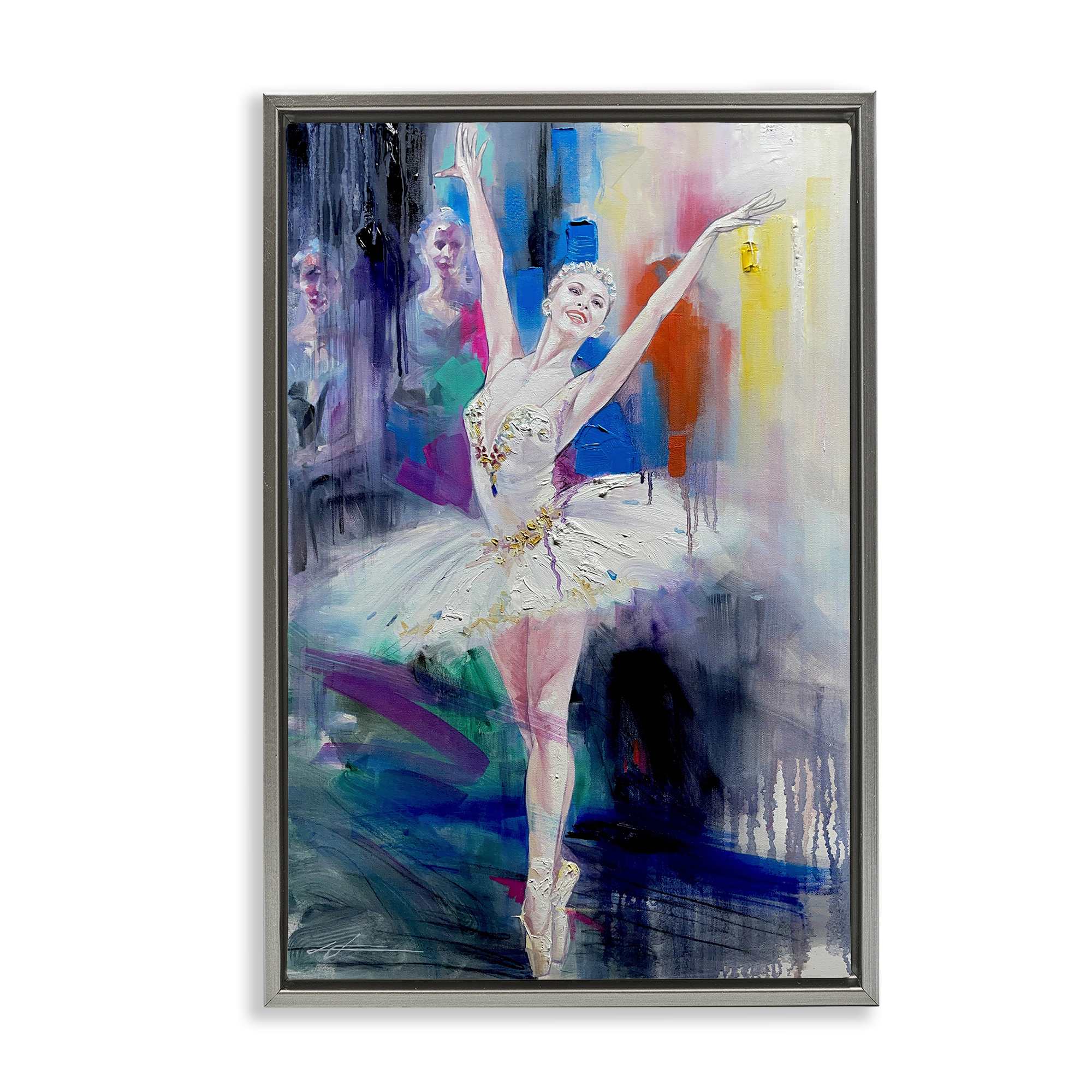 Stupell Industries BT-042-FFL-20X30 Bold Ballerina Abstraction Gray Framed Floater Canvas Wall Art By Lucille Lee 21 x 31