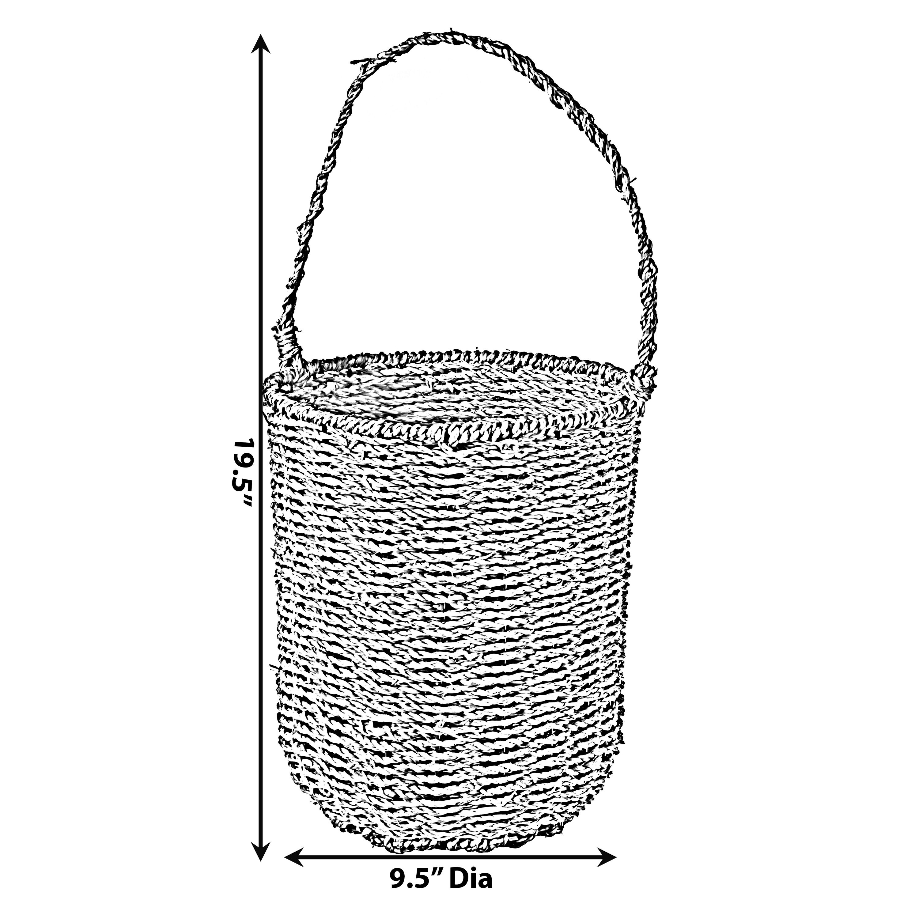Natural Seagrass Woven Storage Basket with Handles