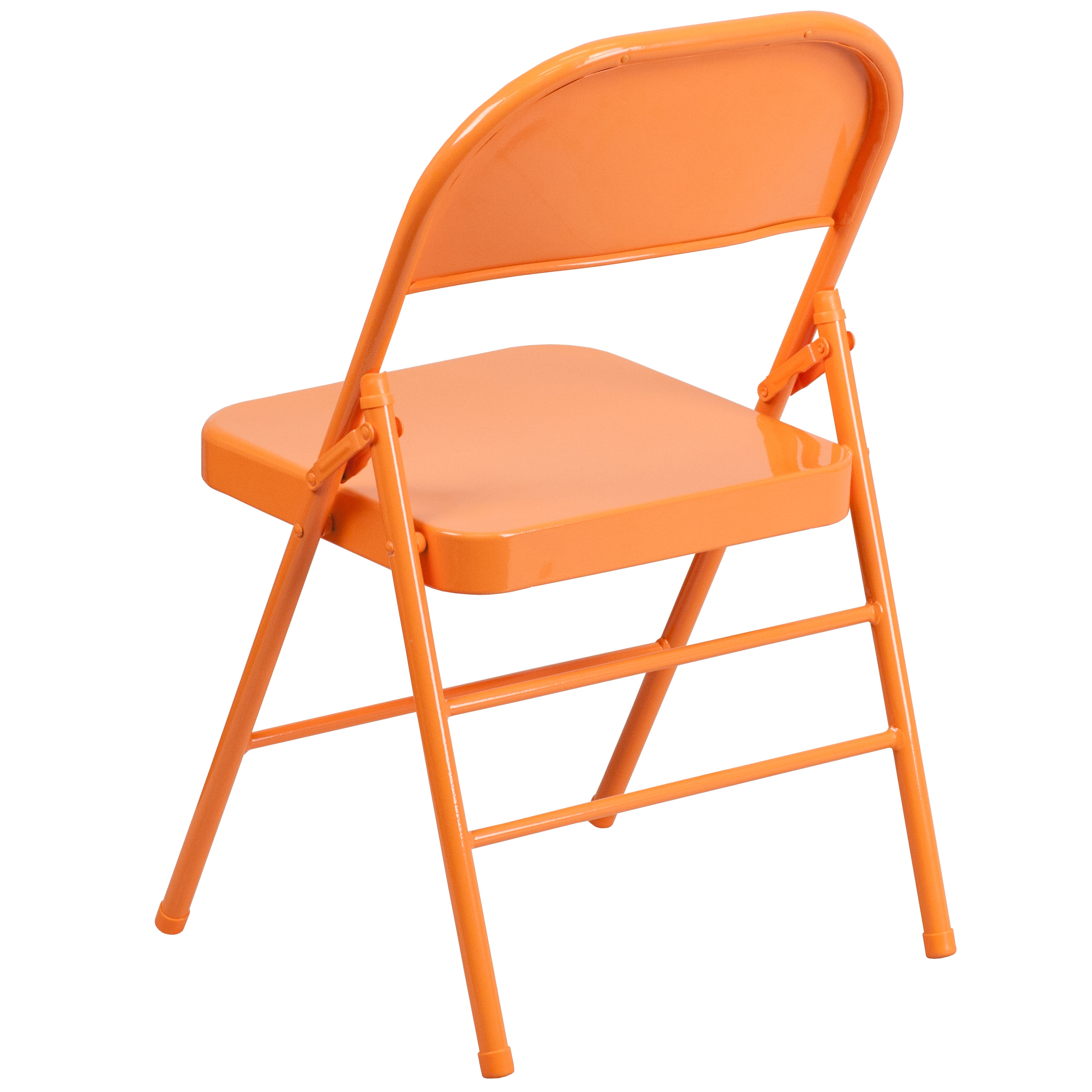 Hercules Colorburst Orange Marmalade Metal Folding Chair 4-Pack