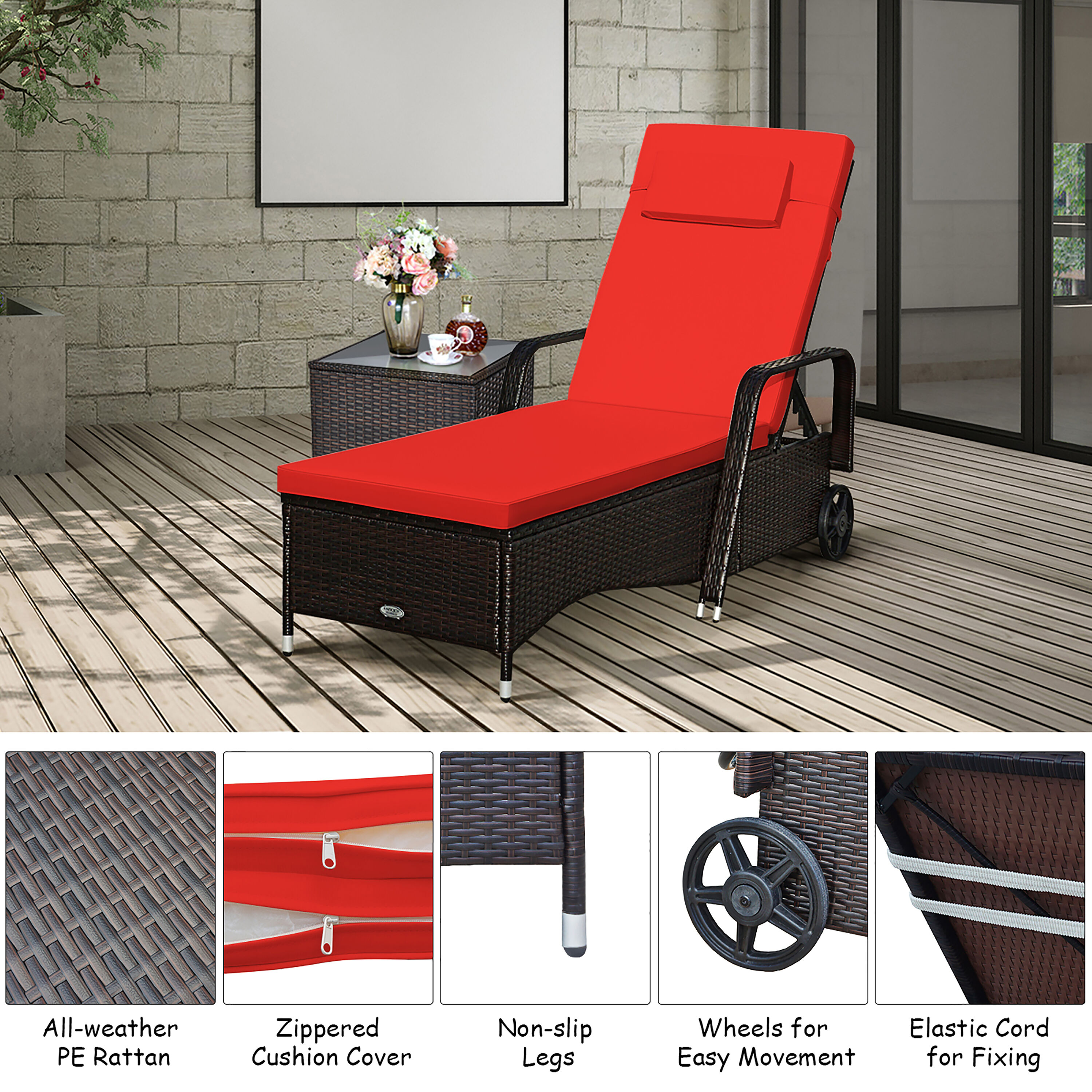 Costway HW66946WH-RE Patio-Chairs - View #3