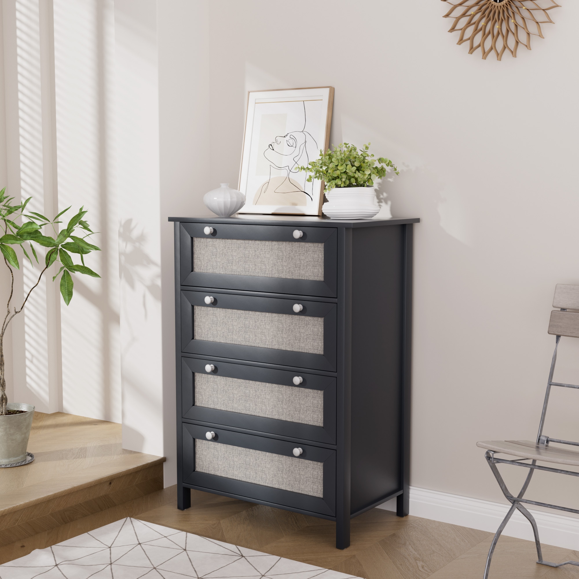 VOUA SAF-QFBY4-DG 27.56-in W Black Accent Cabinet
