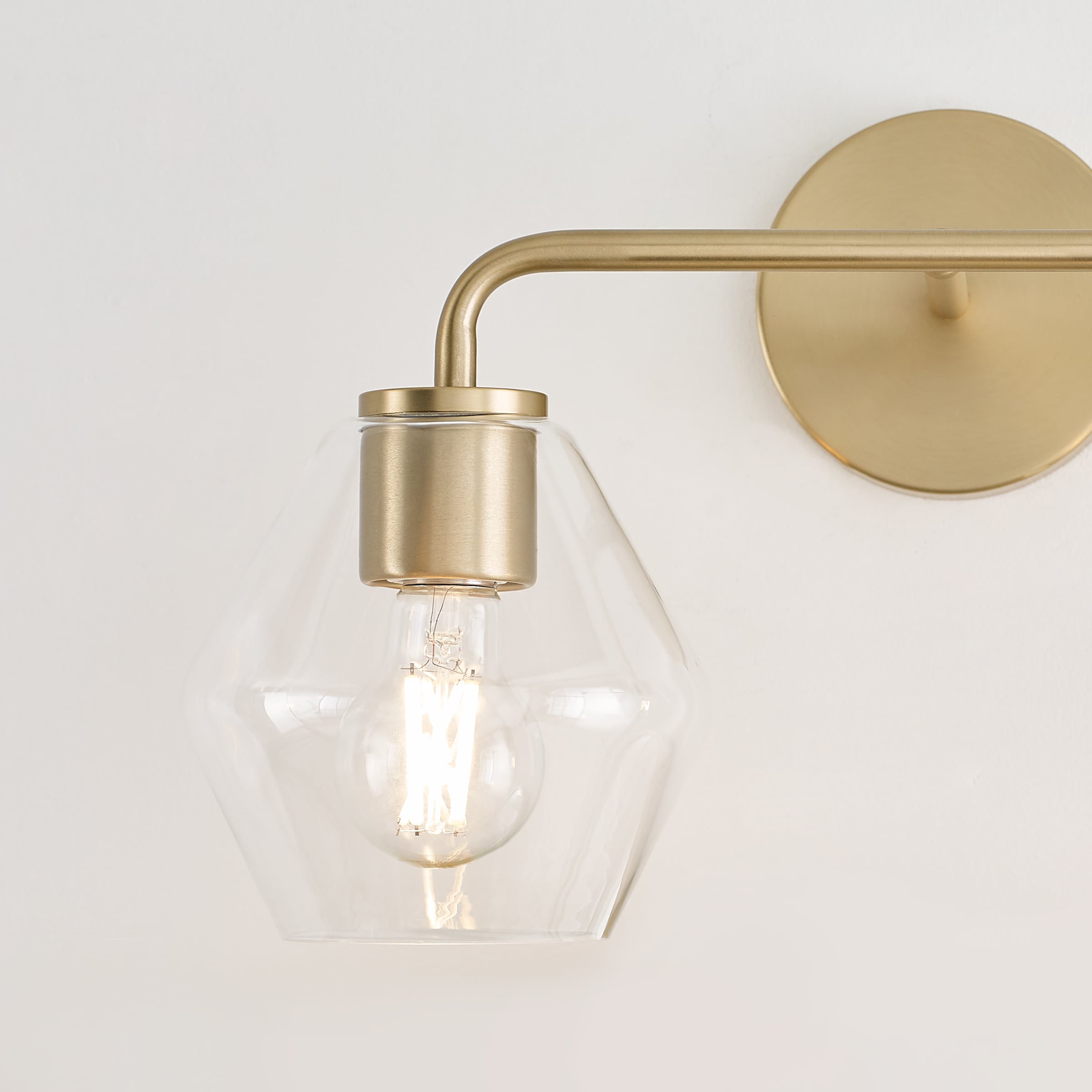 Jett 17" Satin Brass Vanity Light with Clear Glass Shades