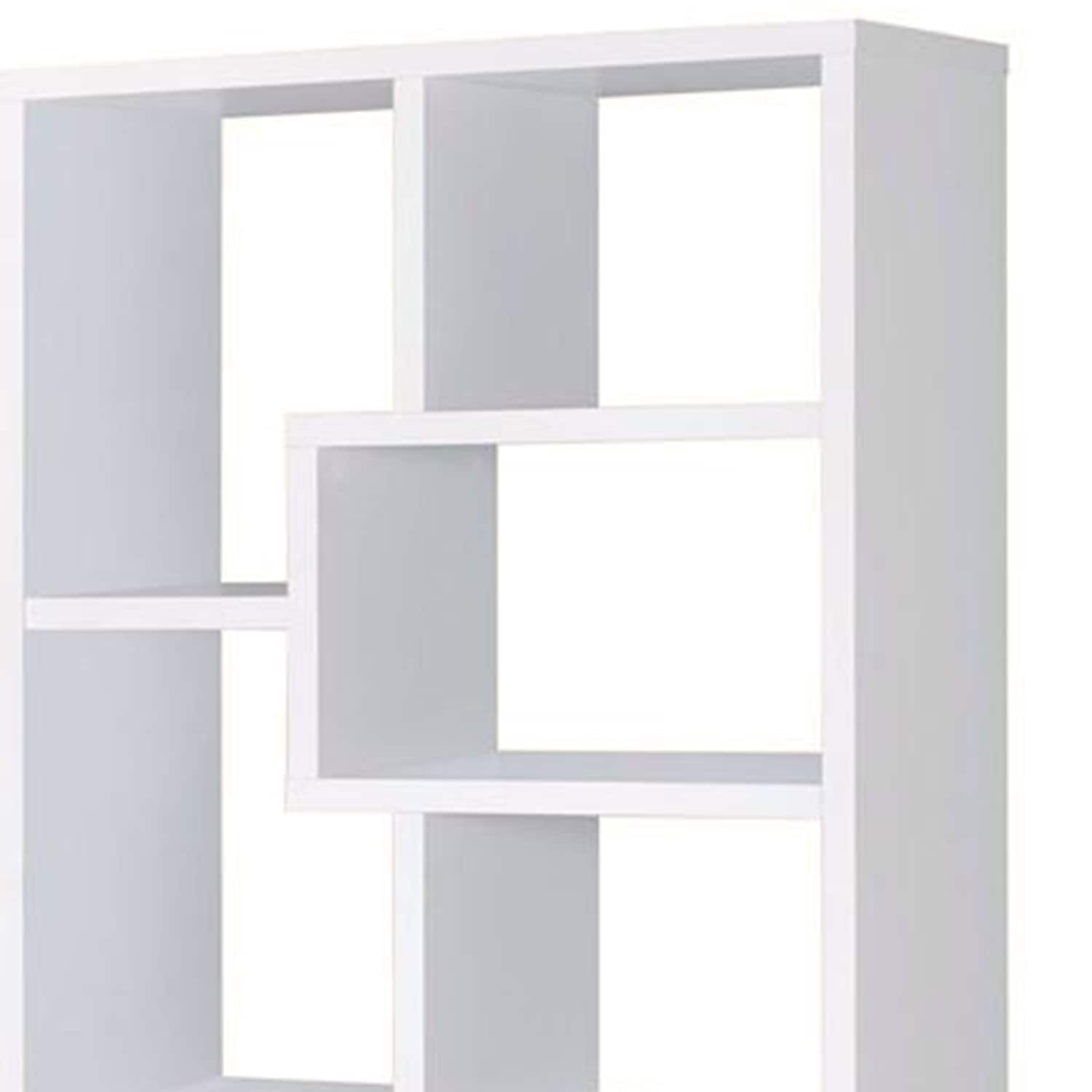 Interlocking Cubes White Wooden Rectangular Bookcase