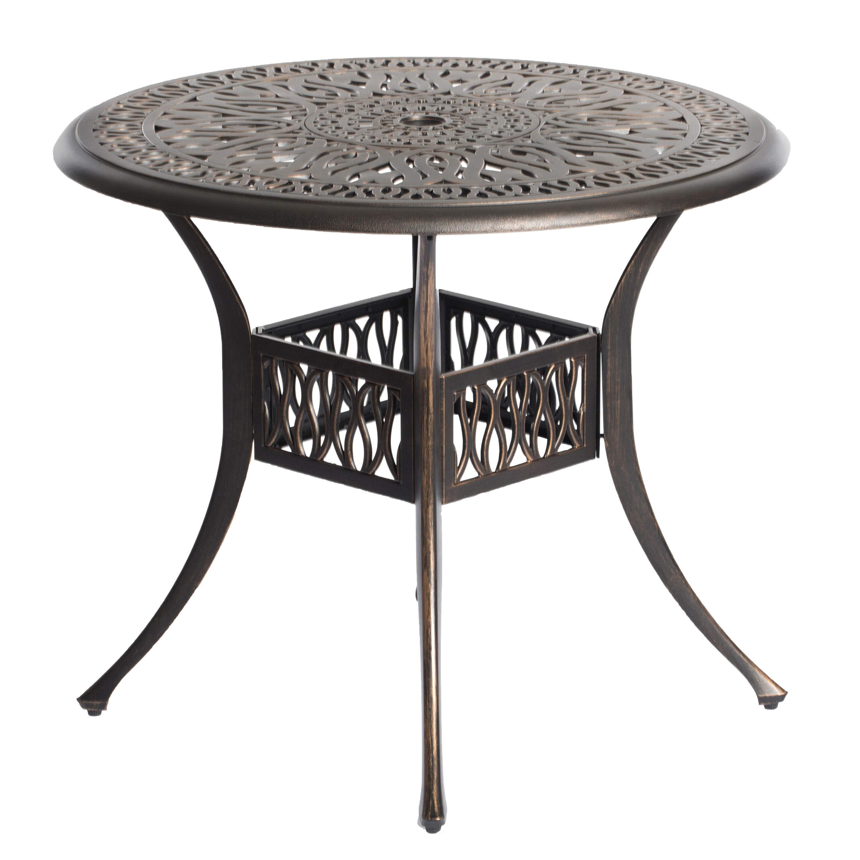 Gardenised 5-Piece Bronze Patio Dining Set Aluminum Round Table with 4 ...