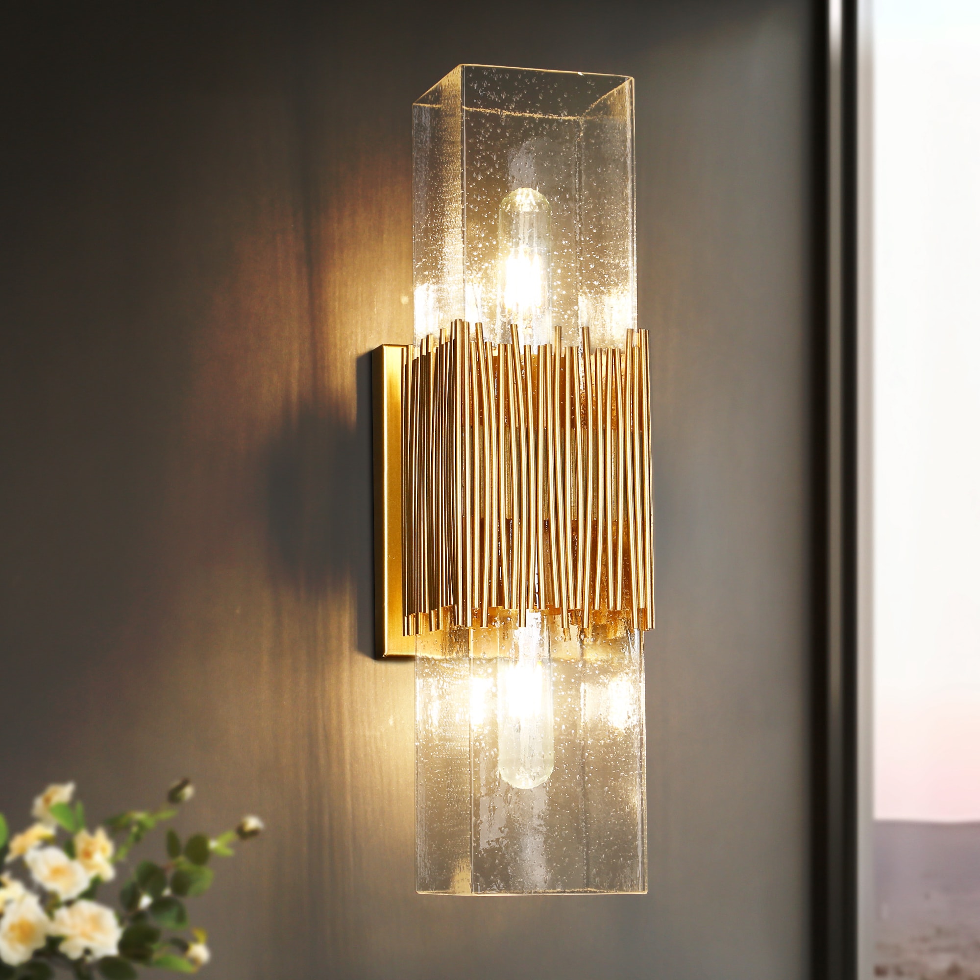 LNC HA05380 Polmbafee 5.9-in W 2 -Light Antique Gold Wall Sconce
