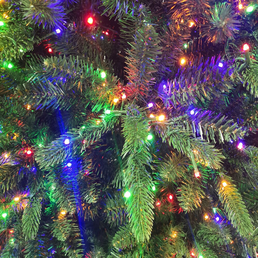 12-Foot York Pine Artificial Christmas Tree with Multicolor LED Lights