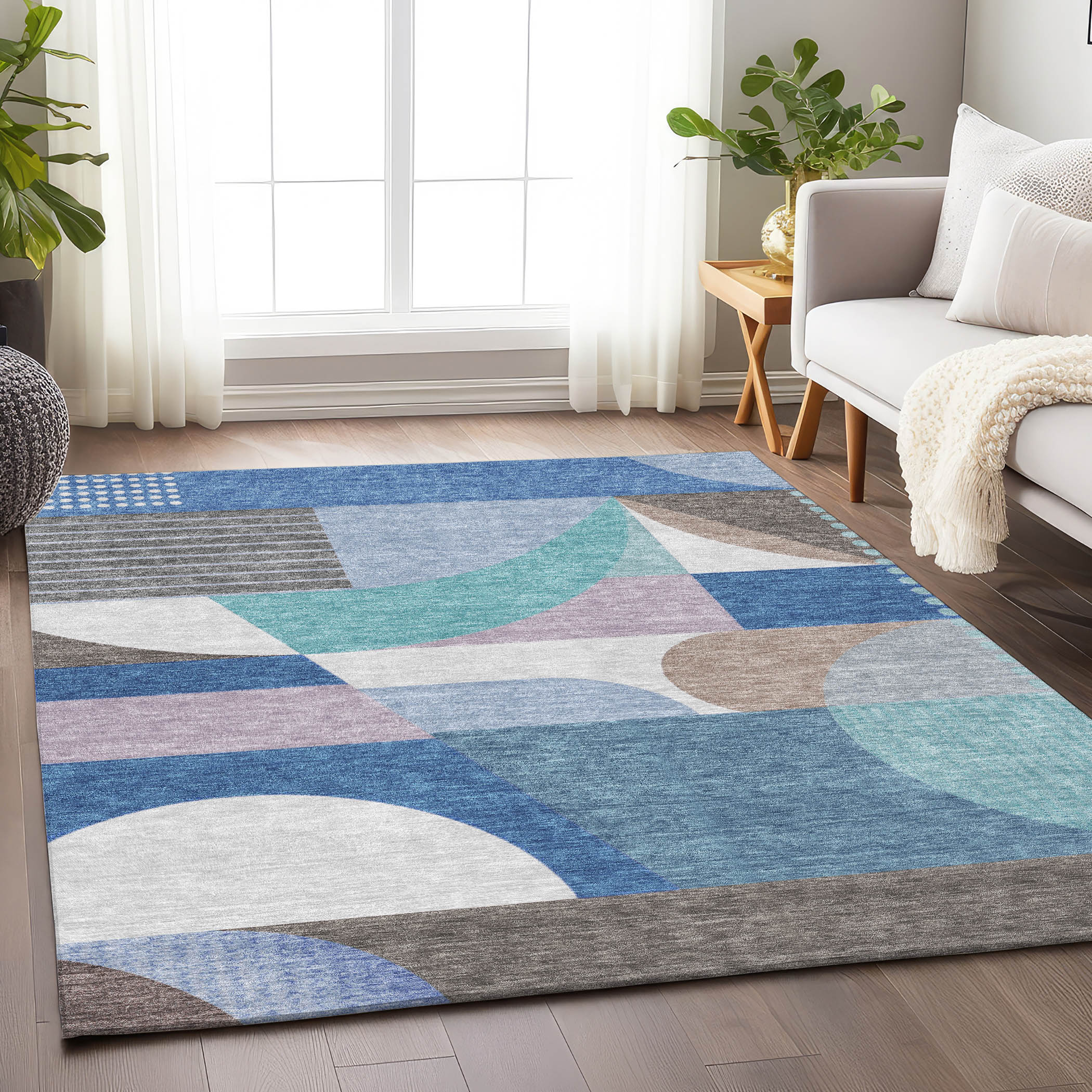 Addison Rugs ACN1667SK5X8 Chantille ACN1667SK 5 x 7 (ft) Loomed Sky Rectangular Indoor/Outdoor Machine washable Pet Friendly Area rug