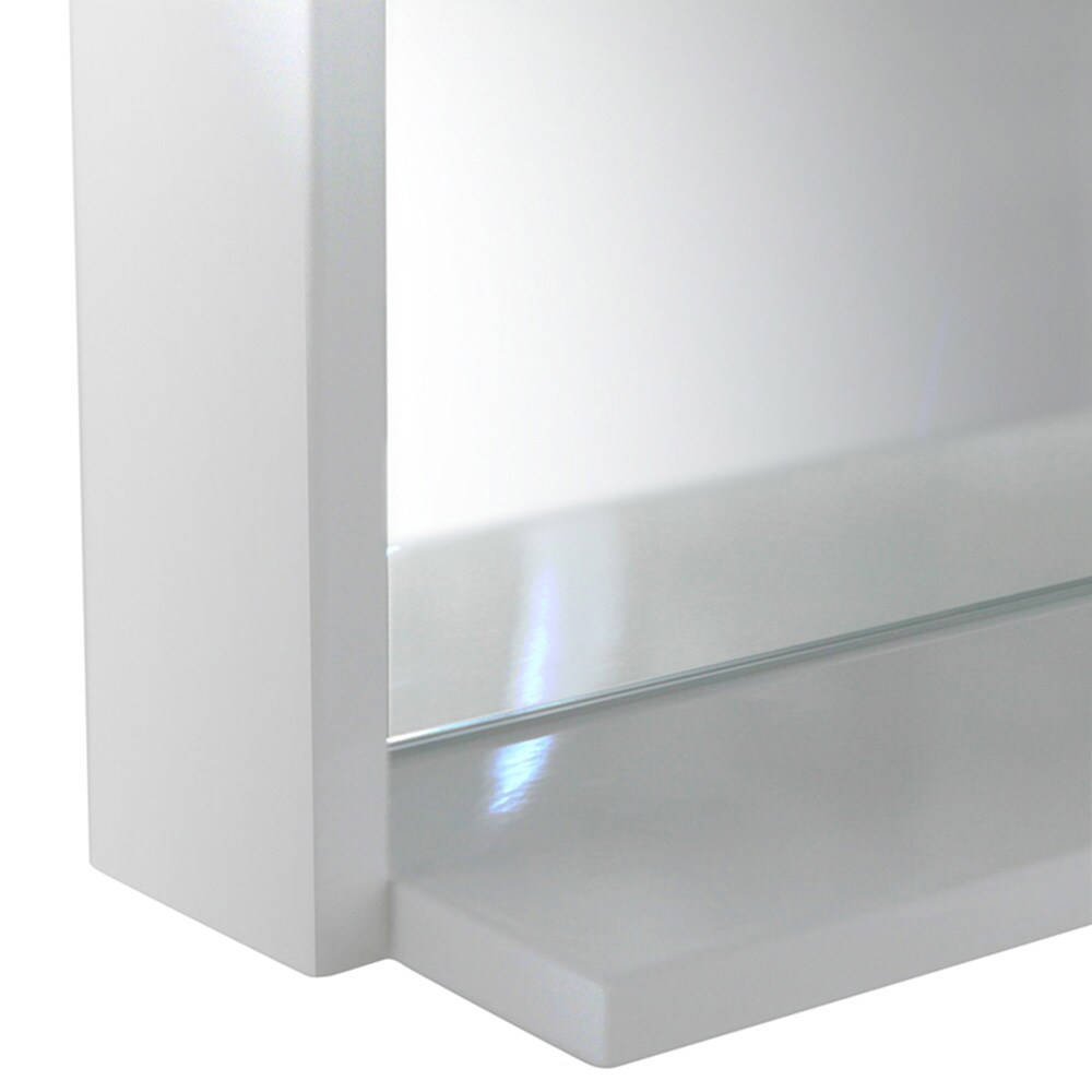 White Rectangular Wood Framed Bathroom Vanity Mirror
