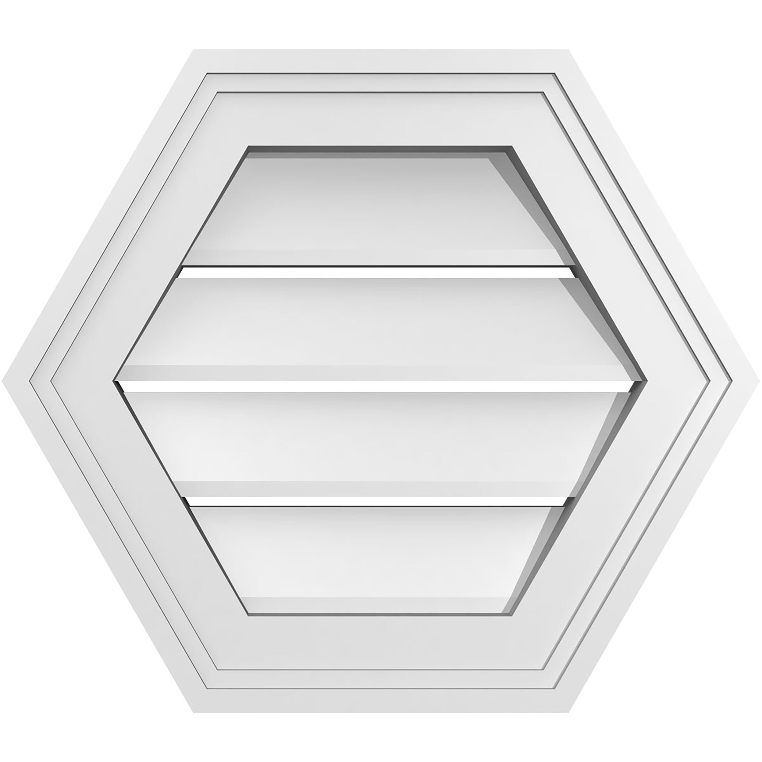 Ekena Millwork GVPHP16X1402SF 16-Inches x 14-Inches Off-white Peaked PVC Gable Louver Vent