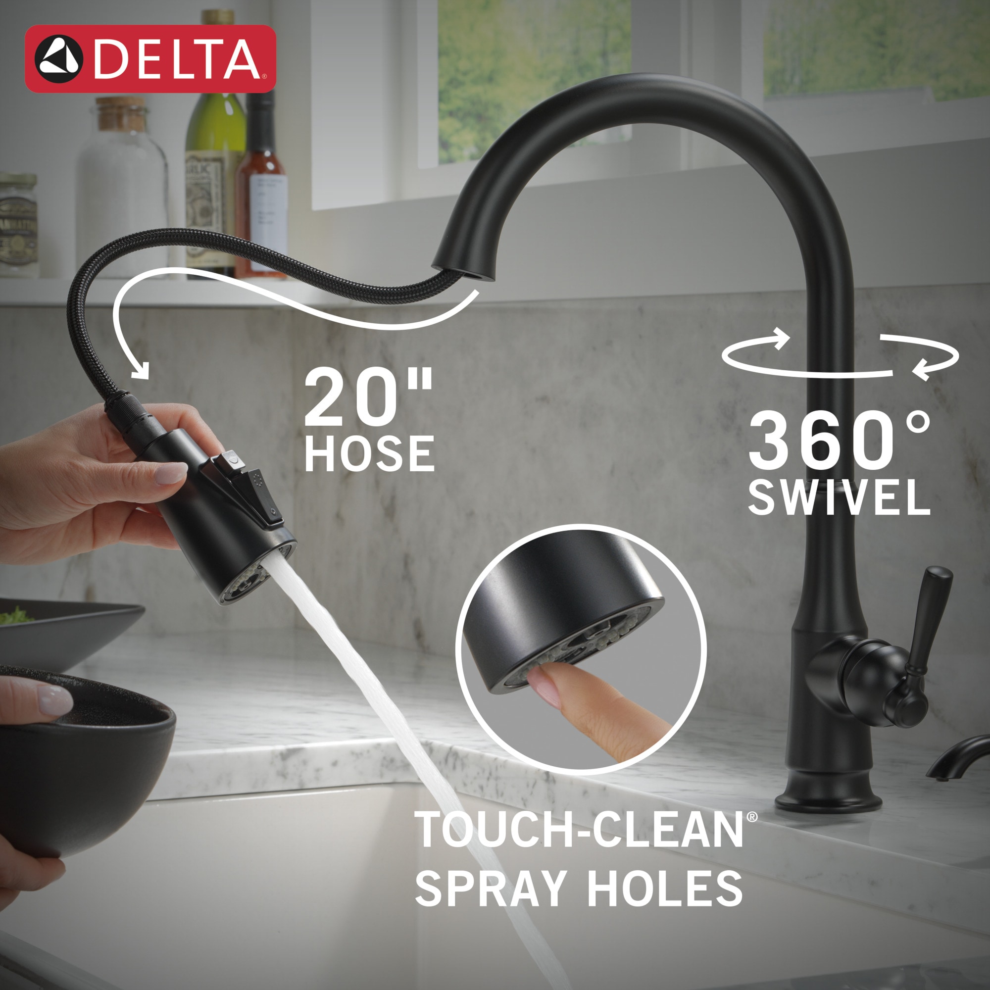 Delta Capertee Matte Black Single Handle Pull-down Kitchen Faucet with ...