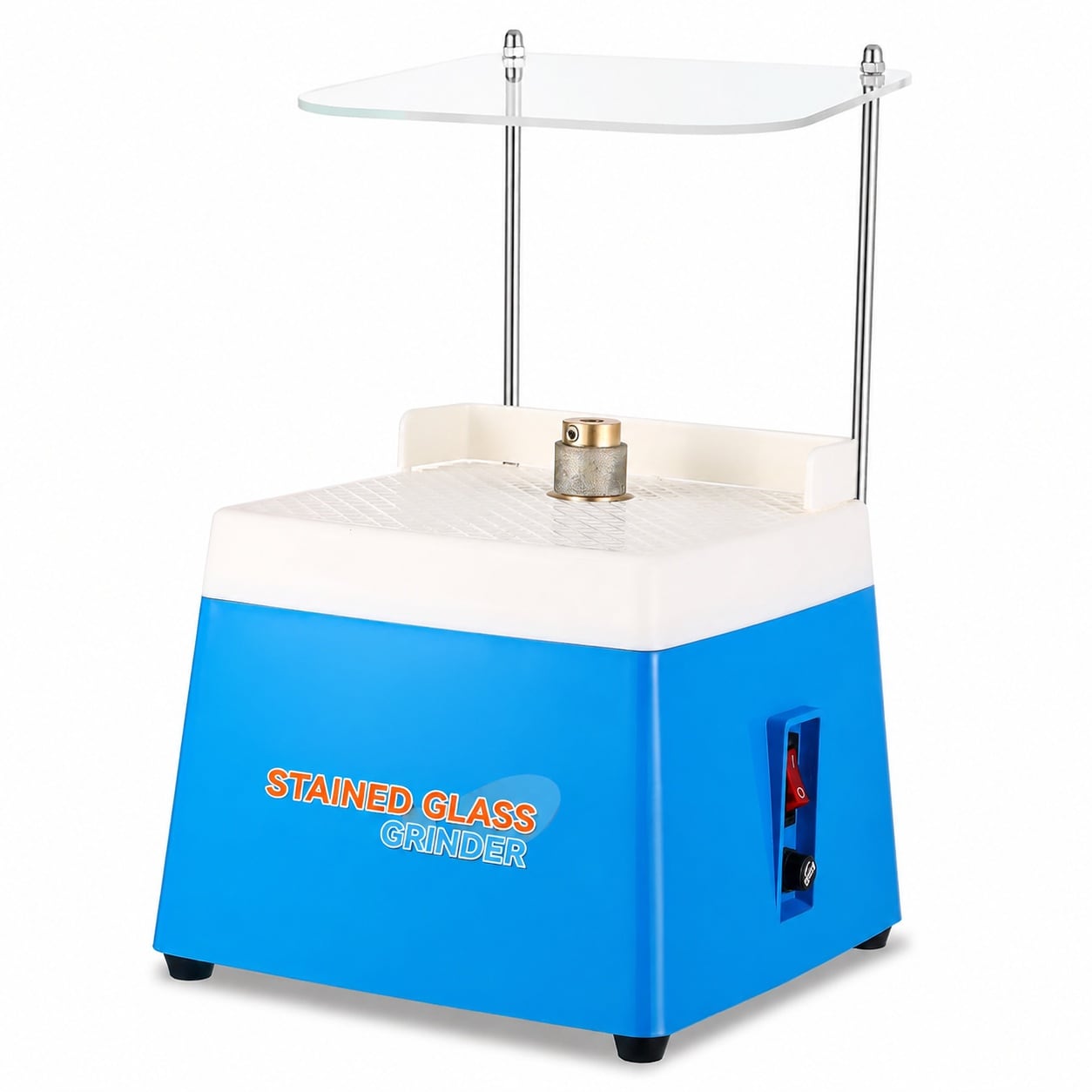 Mikiotto  Stained Glass Grinder Kit with Diamond Bits Baffle Water Cooling for Shaping Ceramic Glass Fast Efficient Edge Grinding Tool Blue