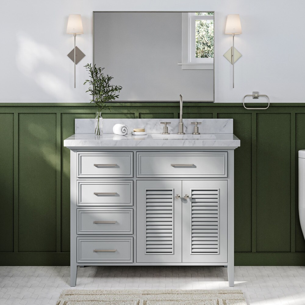 ARIEL D043S-R-VO-GRY Kensington 43-in Gray Undermount Single Sink Bathroom Vanity with White Natural Marble Top