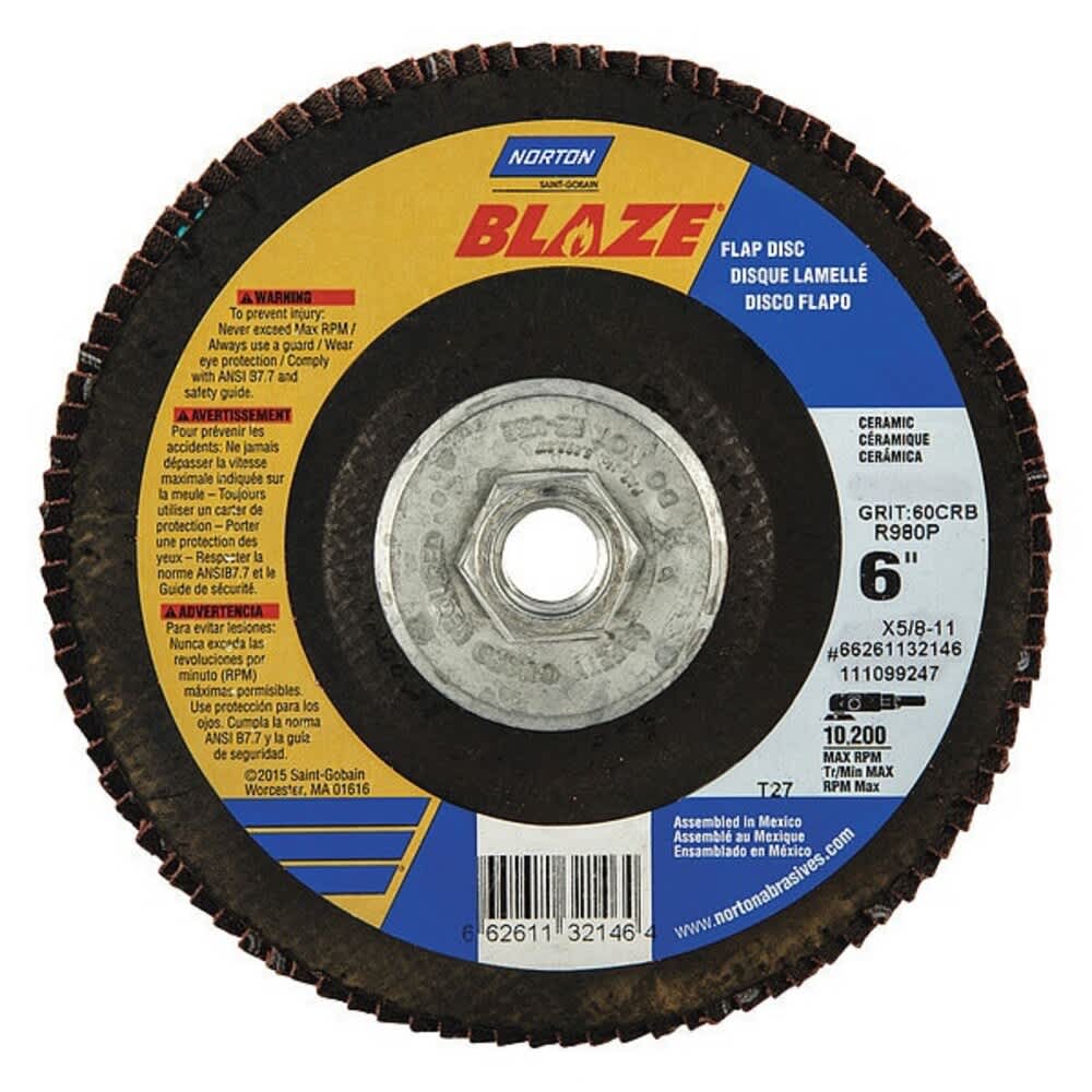Norton Abrasives  Flap DiscCoarse40 Grit6 dia. 66261132145
