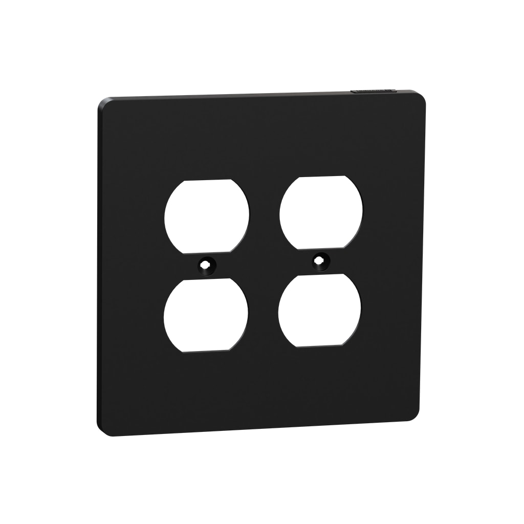 Square D SQWS422012BK X Series 2 -Gang Midsize Size Matte Black Polycarbonate Indoor Duplex Wall Plate