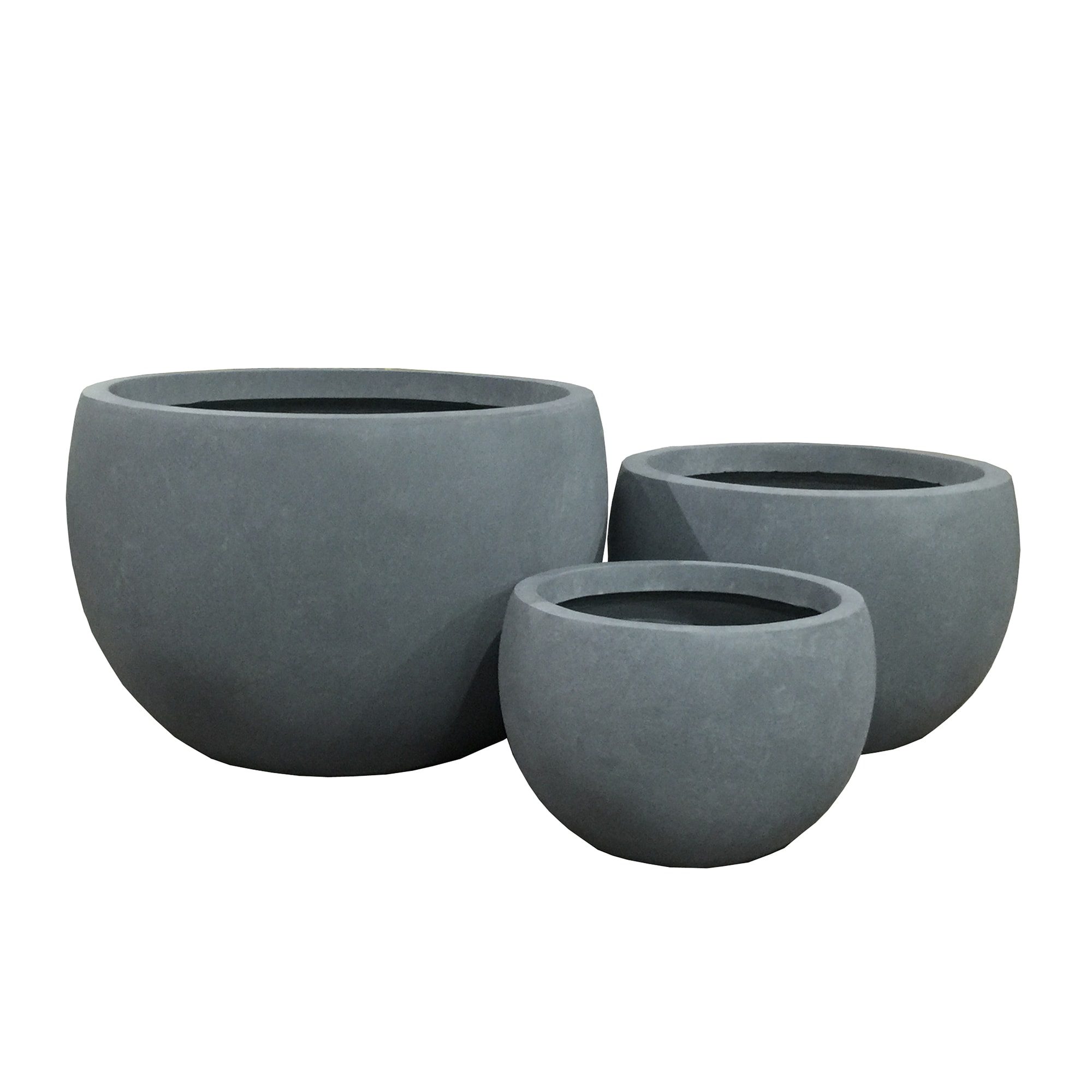 KANTE RC0049ABC-C60611 3 -Pack Round 13.0-in W Extra Large Gray Concrete Contemporary/Modern Indoor/Outdoor Planter with Drainage Holes