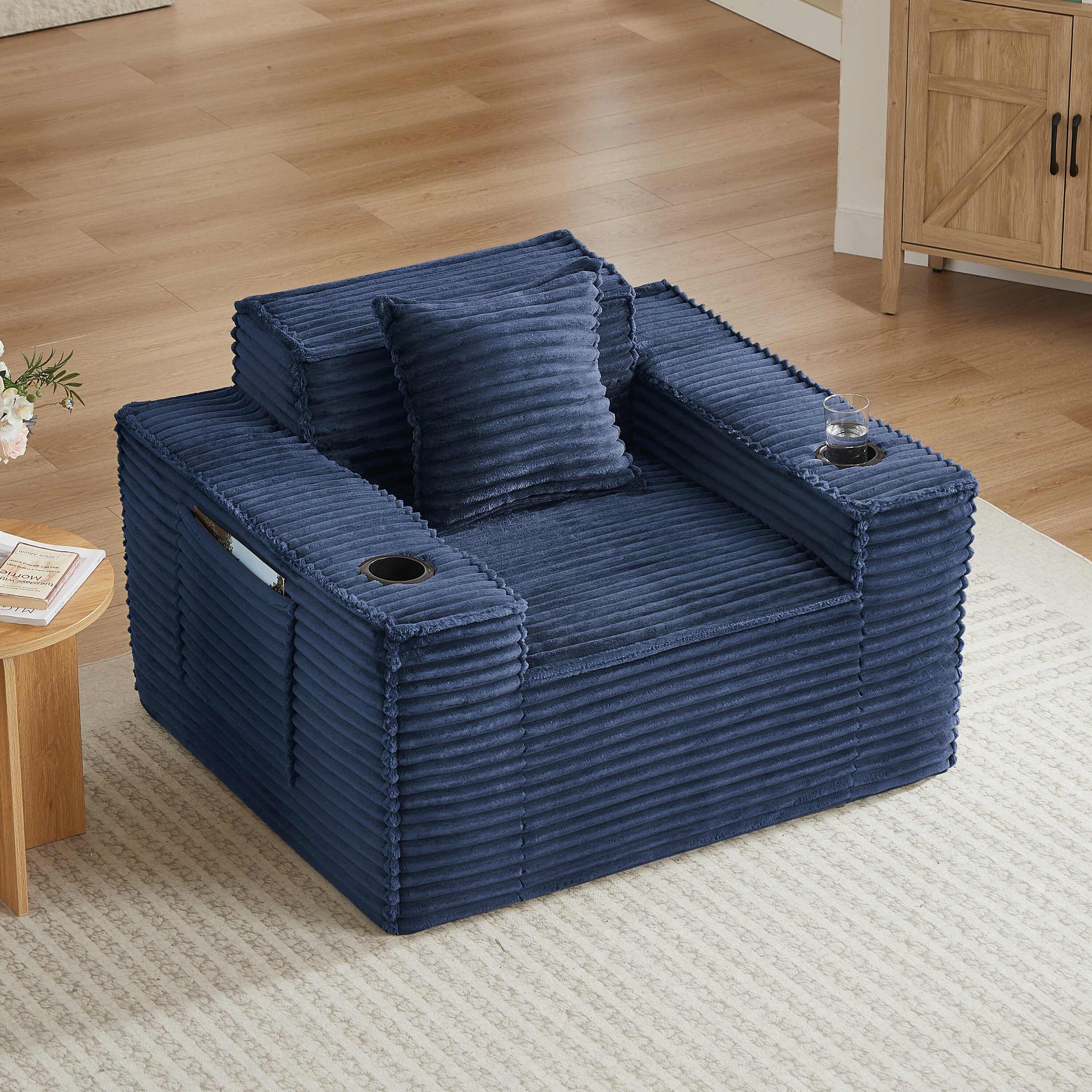Horizons Prime 43 inch Blue Foam and Spring 1 Seater Sofa Boneless ...