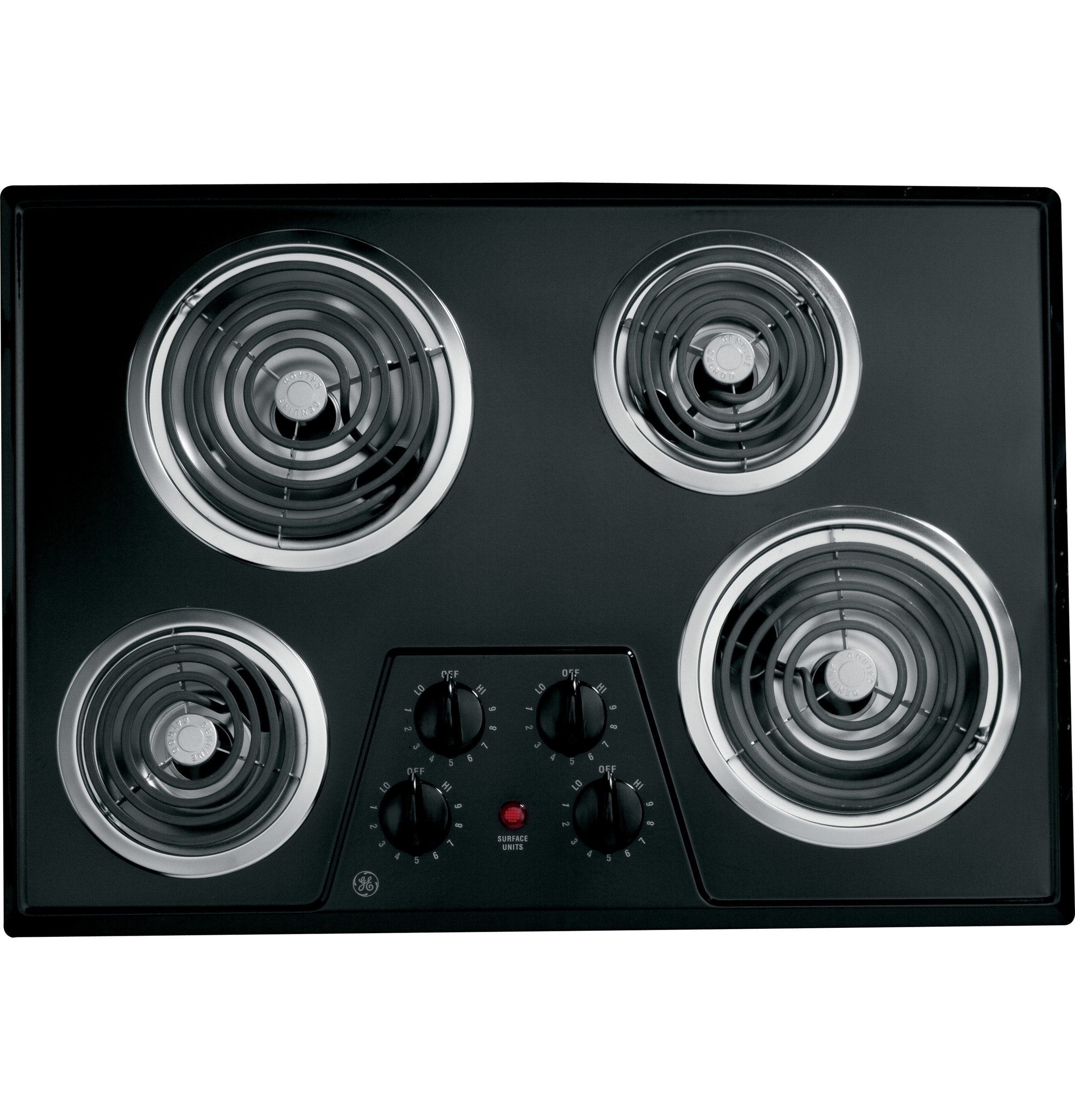 GE 30-in 4 Elements Coil Black Electric Cooktop in the Electric