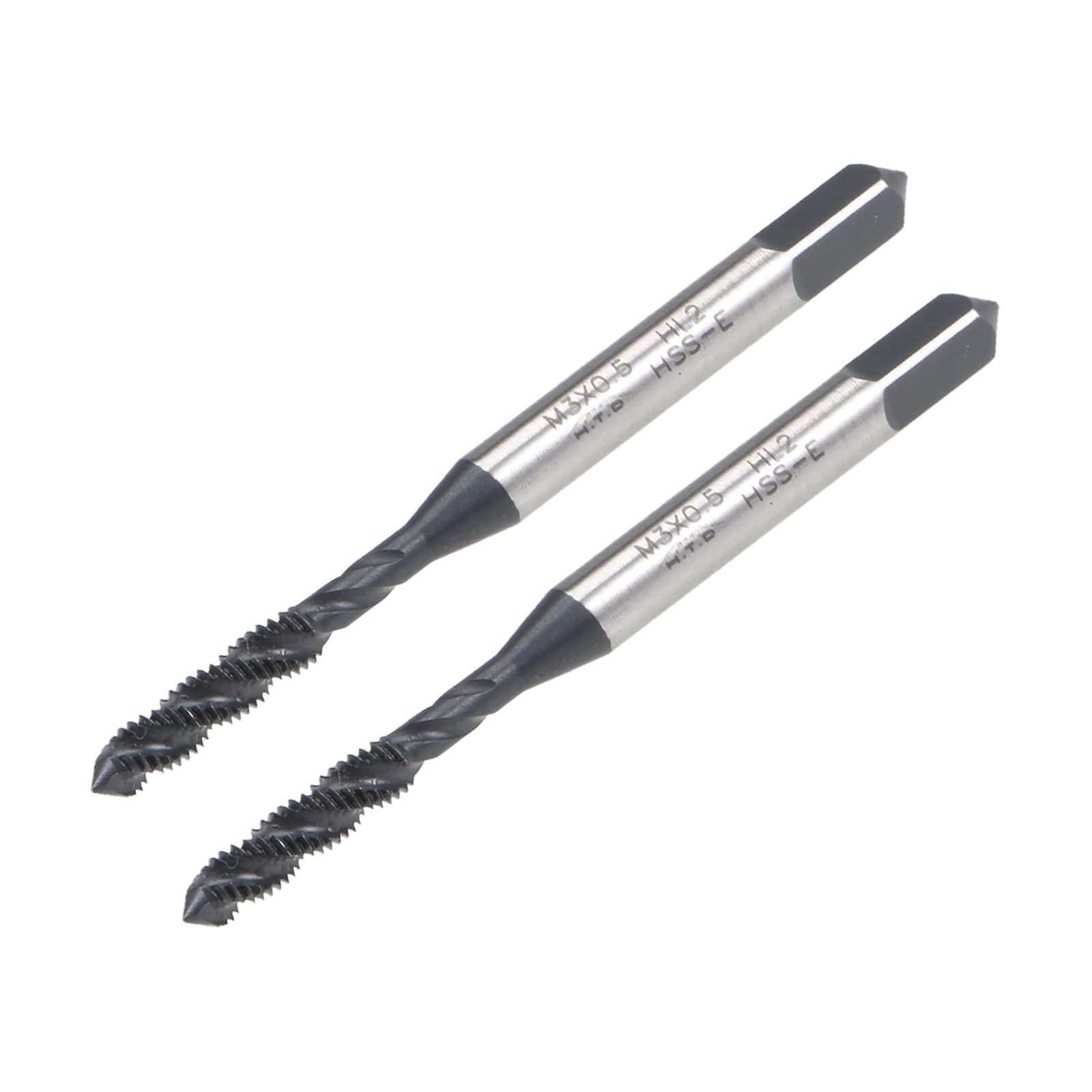 Unique Bargains M3 x 0.5 Spiral Flute Thread Tap Metric Machine Threading Tap HSS Nitriding Coated Round Shank with Square End H2 Tolerance 2pcs #S26031100UX4607