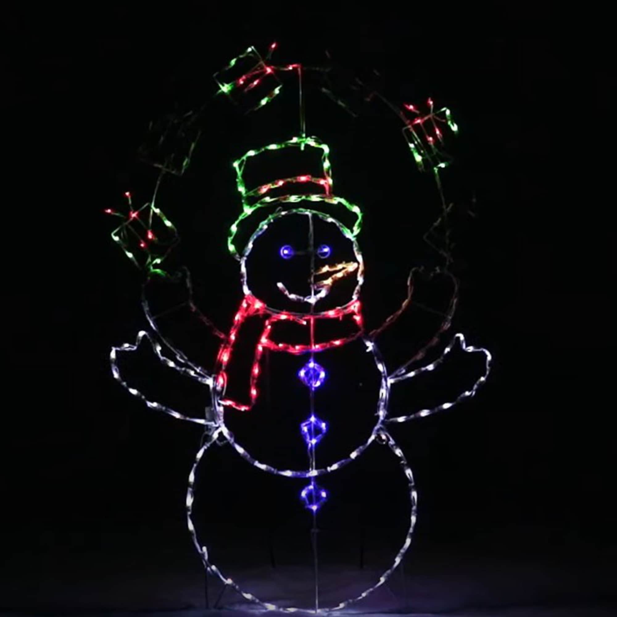 ProductWorks 60-in Hanging Snowman Yard Decoration with Multicolor LED ...