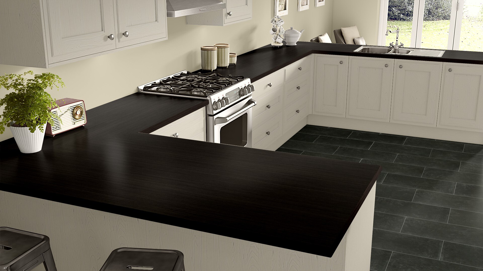 Wilsonart Standard 60 In W X 144 In L Ebony Recon Fine Velvet Texture Kitchen Laminate Sheet In 9985