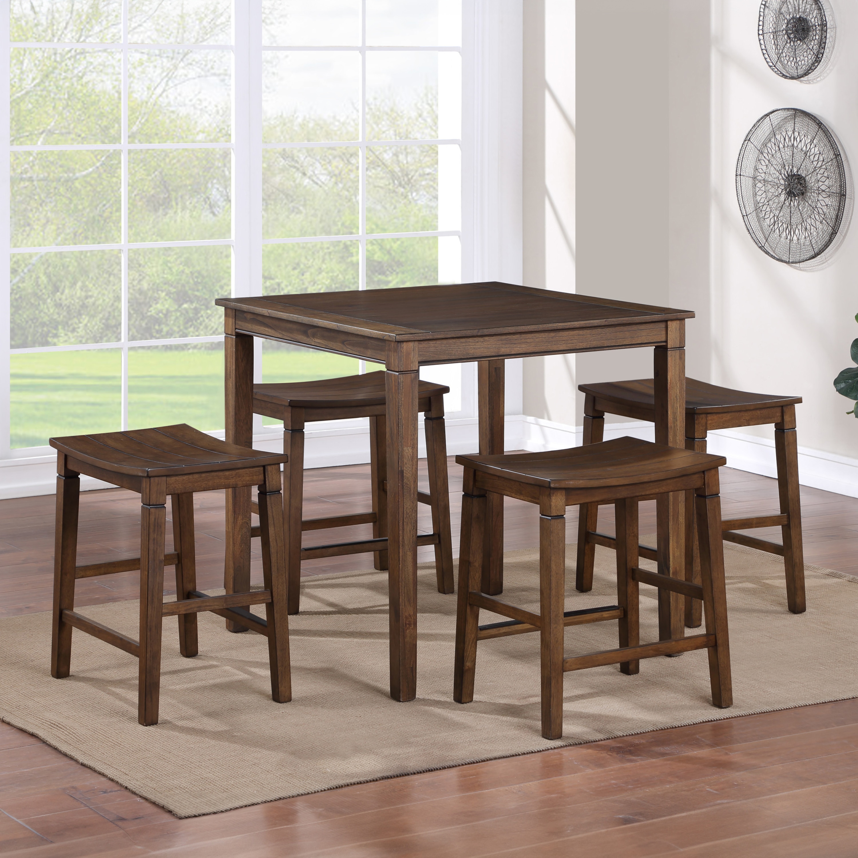 Steve Silver WS5000B Westlake Chestnut Transitional Dining Room Set with Square Table ( Seats 4 )