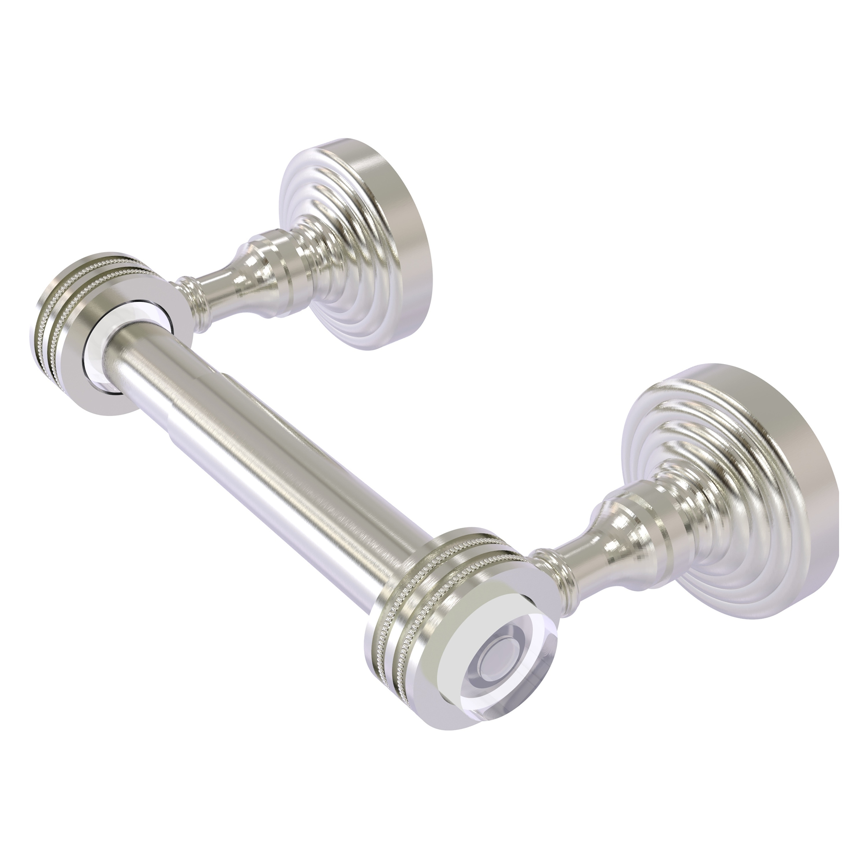 Allied Brass PG-24D-SN Pacific Grove Satin Nickel Wall mount Double post Toilet Paper Holder 1 -Rolls with Storage