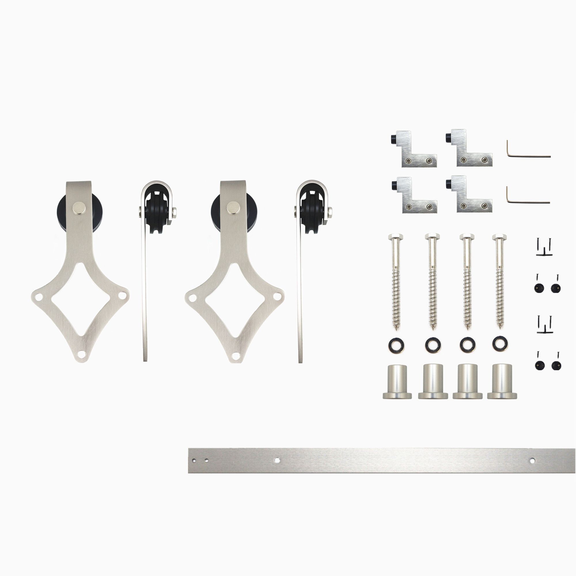 HOMACER LX2DNZ066C 66-in Brushed Brushed Nickel Indoor Diamond Double Barn door hardware kit