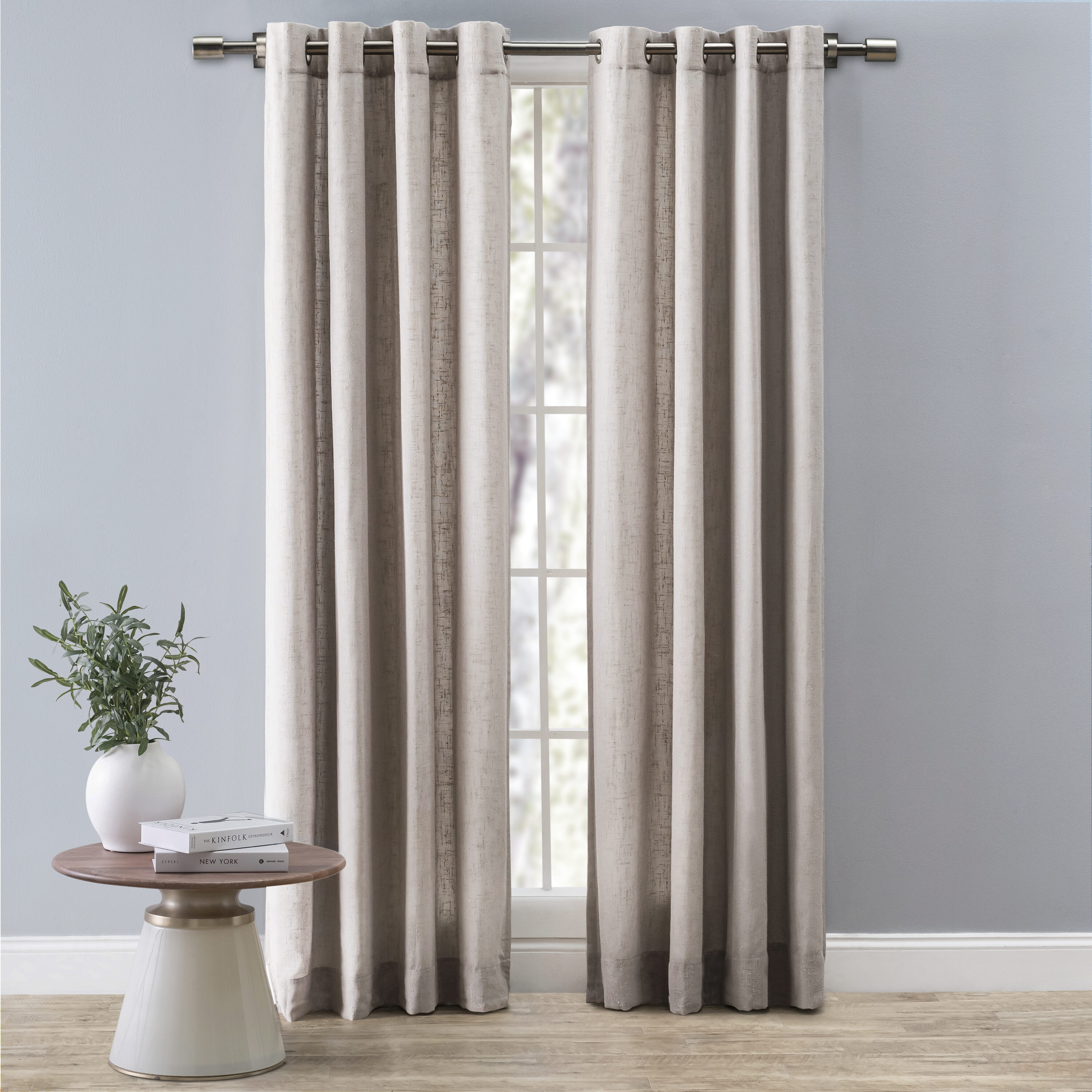 Ricardo Trading 04600-79-063-10 63-Inches Grey Light filtering Standard lined Grommet Single curtain panel