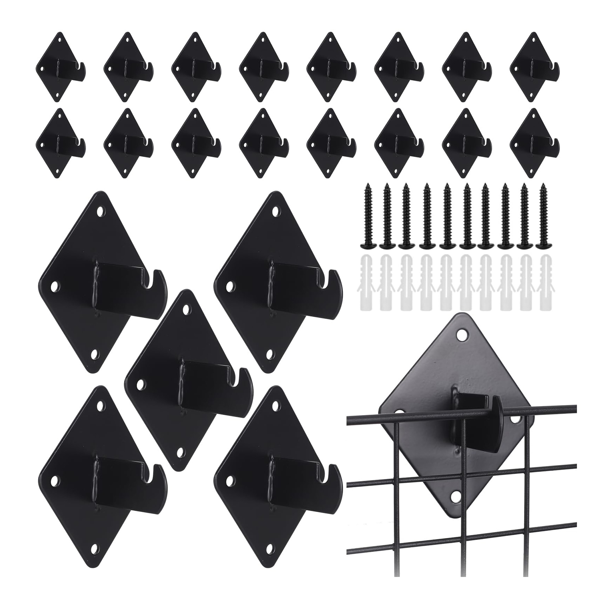 Etokfoks  30 pack metal gridwall mount brackets with screws black grid panel wall mounting brackets for warehouse office and retail use