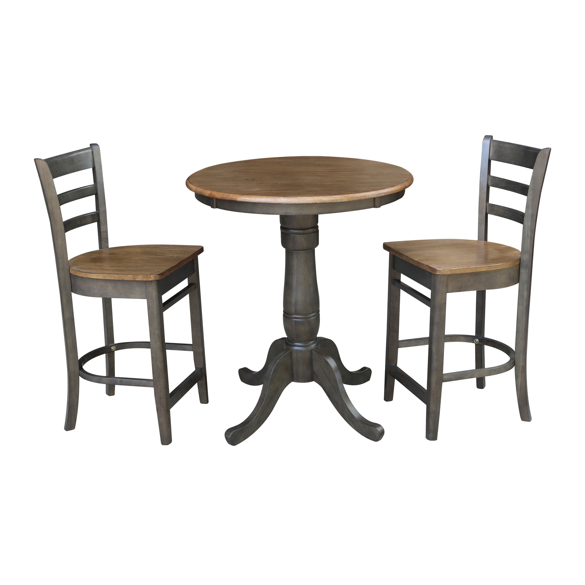 International Concepts K45-30RT-6B-S6172-2 Hickory/washed coal Casual Dining Room Set with Round Table ( Seats 2 )