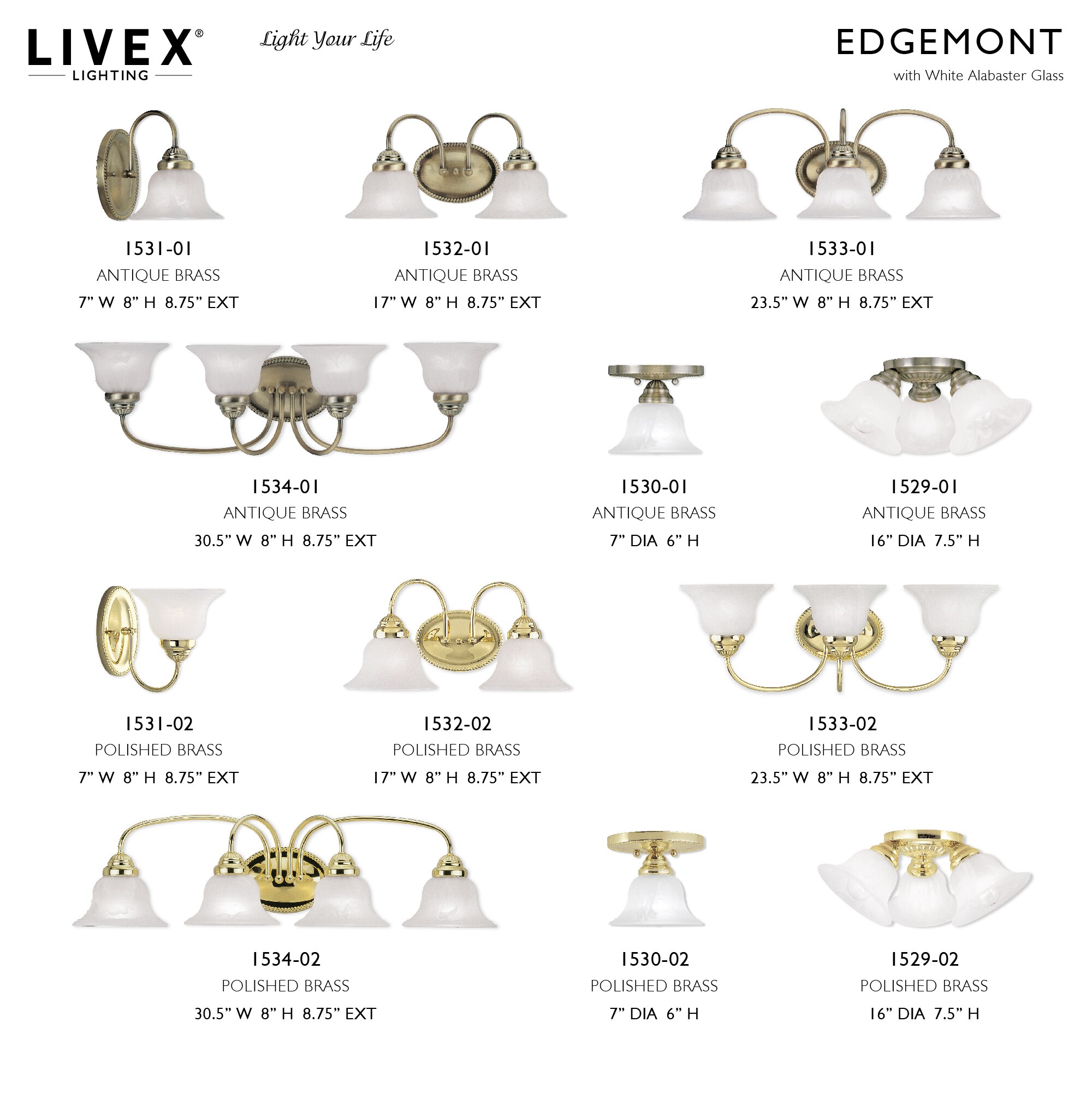 Livex Lighting Edgemont 3-Light 16-in Polished Brass Semi-Flush mount light  in the Flush Mount Lighting department at