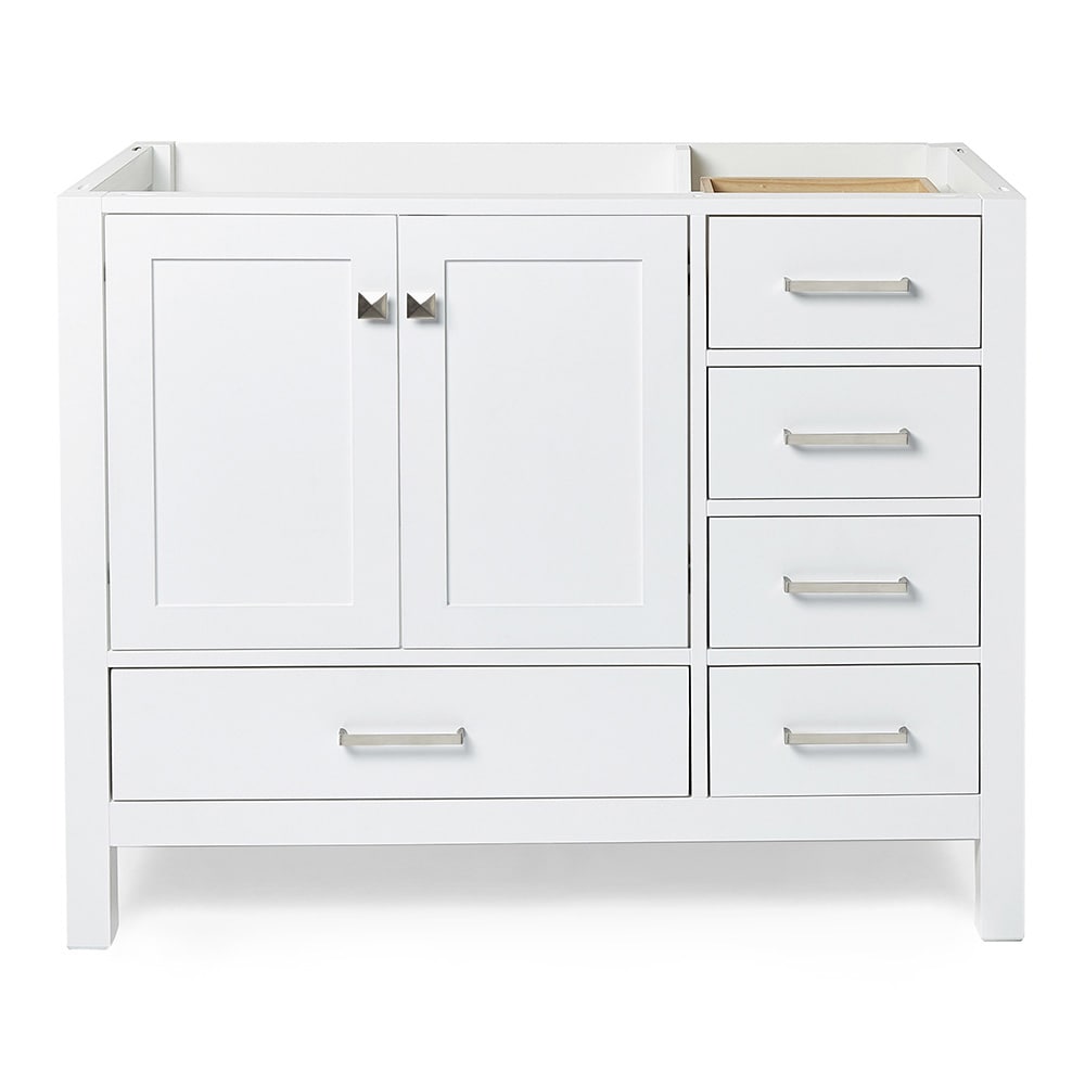 ARIEL A043S-L-BC-WHT Cambridge 42-in White Bathroom Vanity Base Cabinet without Top