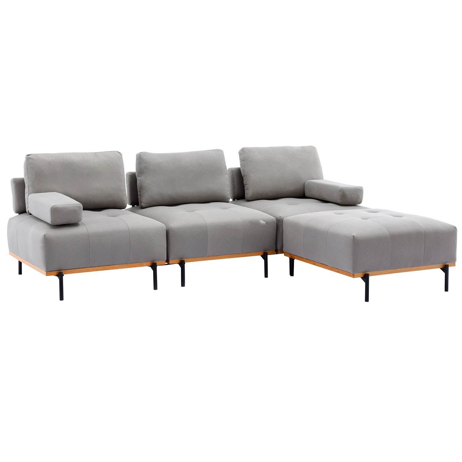 SINOFURN SYB920009WT 100.7-in Modern Gray 3 -seater Reclining Sectional